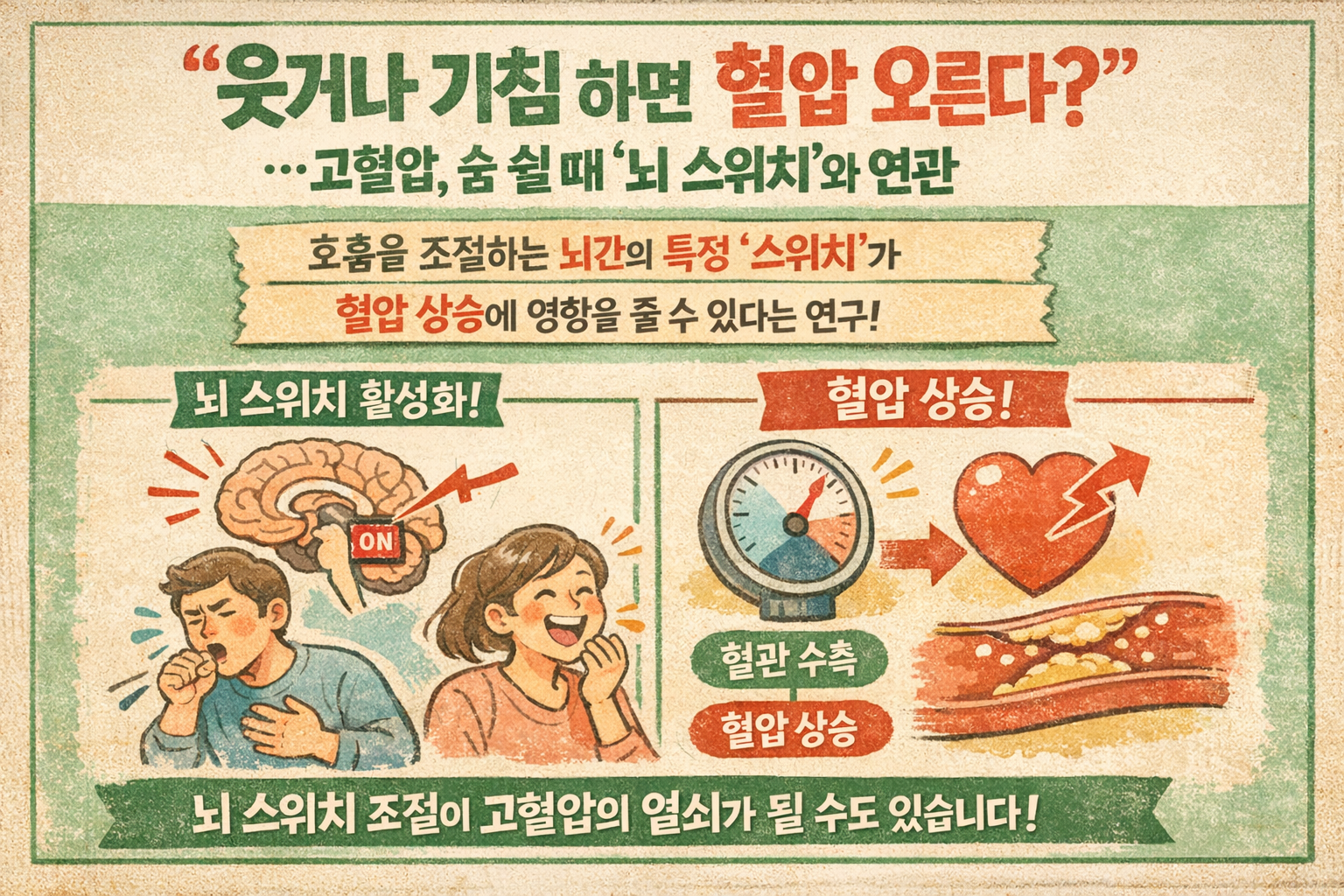 웃거나 기침할 때 혈압 오르는 이유…고혈압과 연결된 뇌 스위치 정체