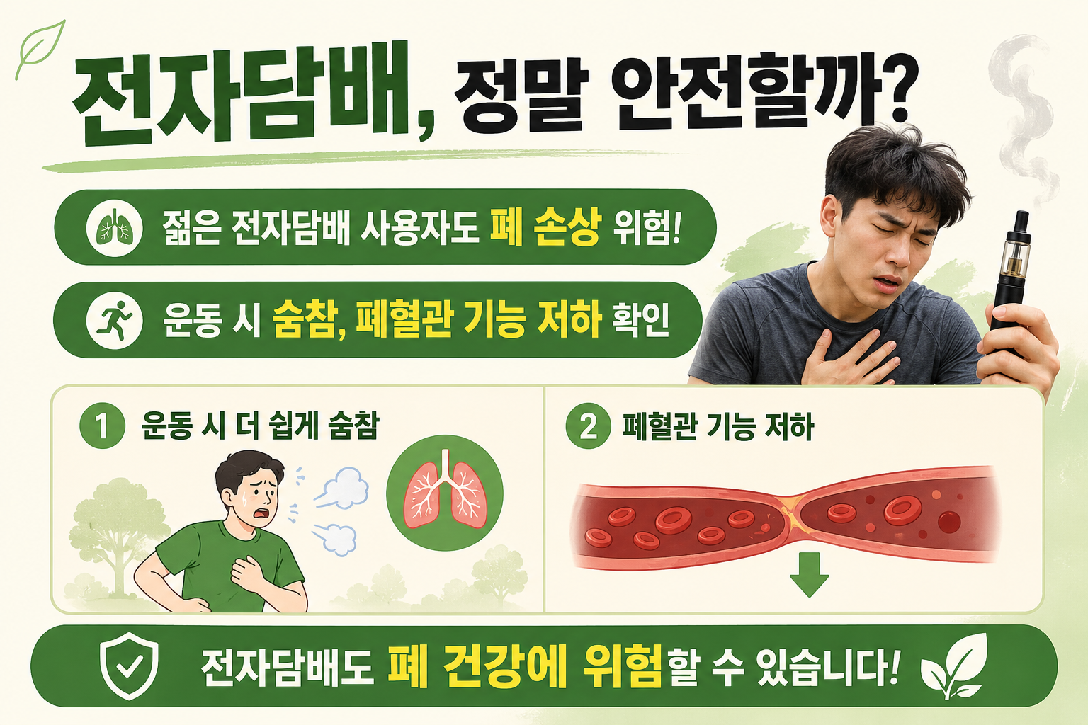 전자담배도 폐 손상 위험, 젊은 층 호흡곤란 신호 놓치면 안 되는 이유