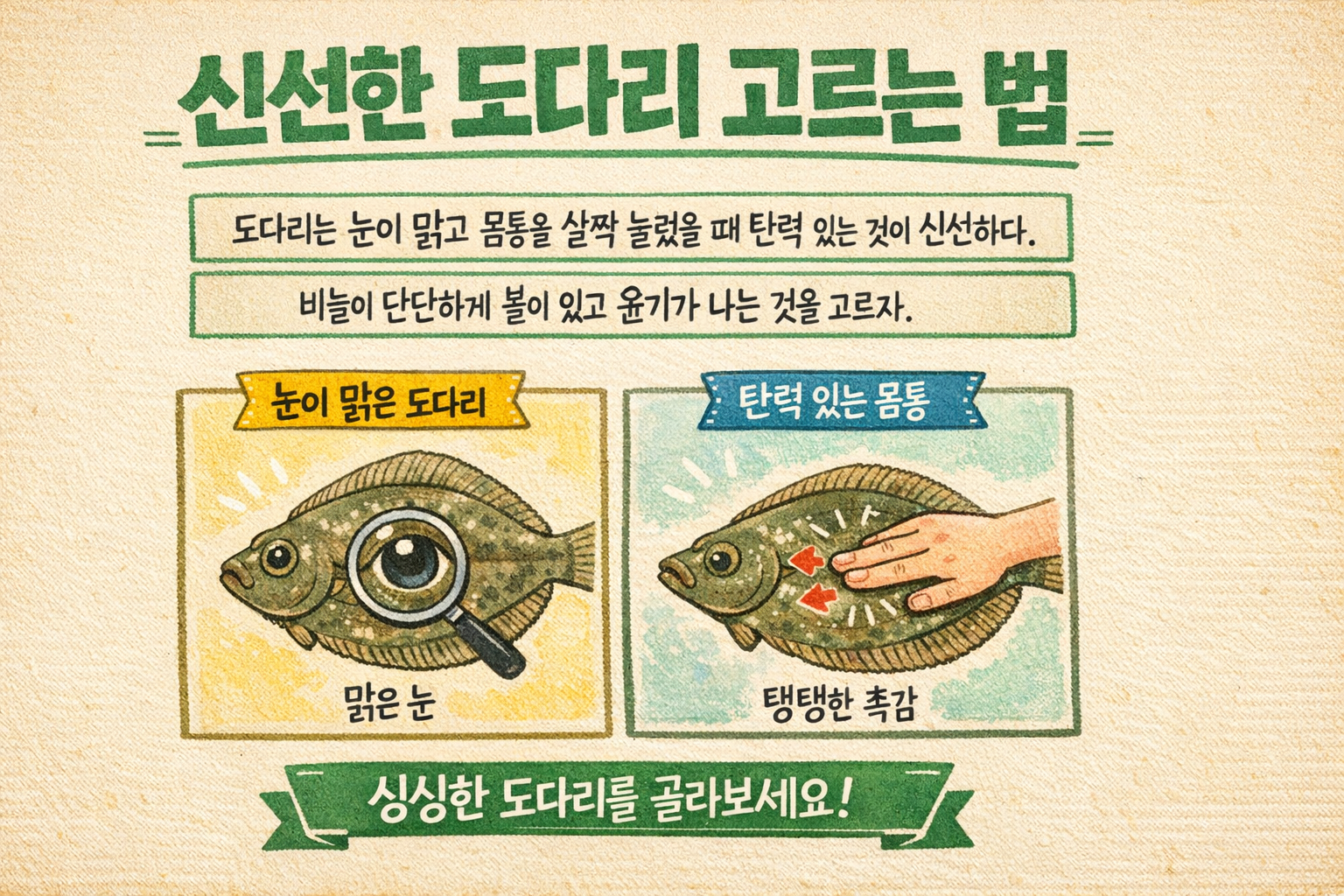 신선한 도다리 고르는 법, 눈·탄력·윤기만 보면 실패 없다
