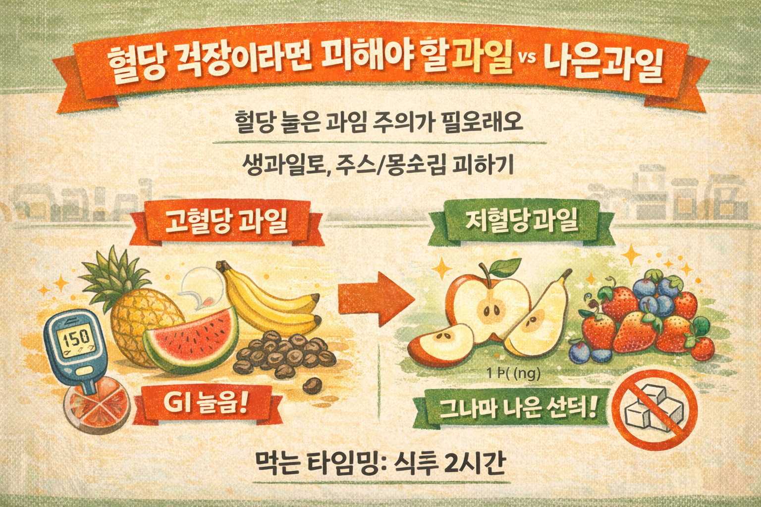 혈당 올리는 과일은 따로 있다: 피해야 할 고GI 과일 vs 그나마 나은 과일(사과·배·베리) 섭취량 가이드