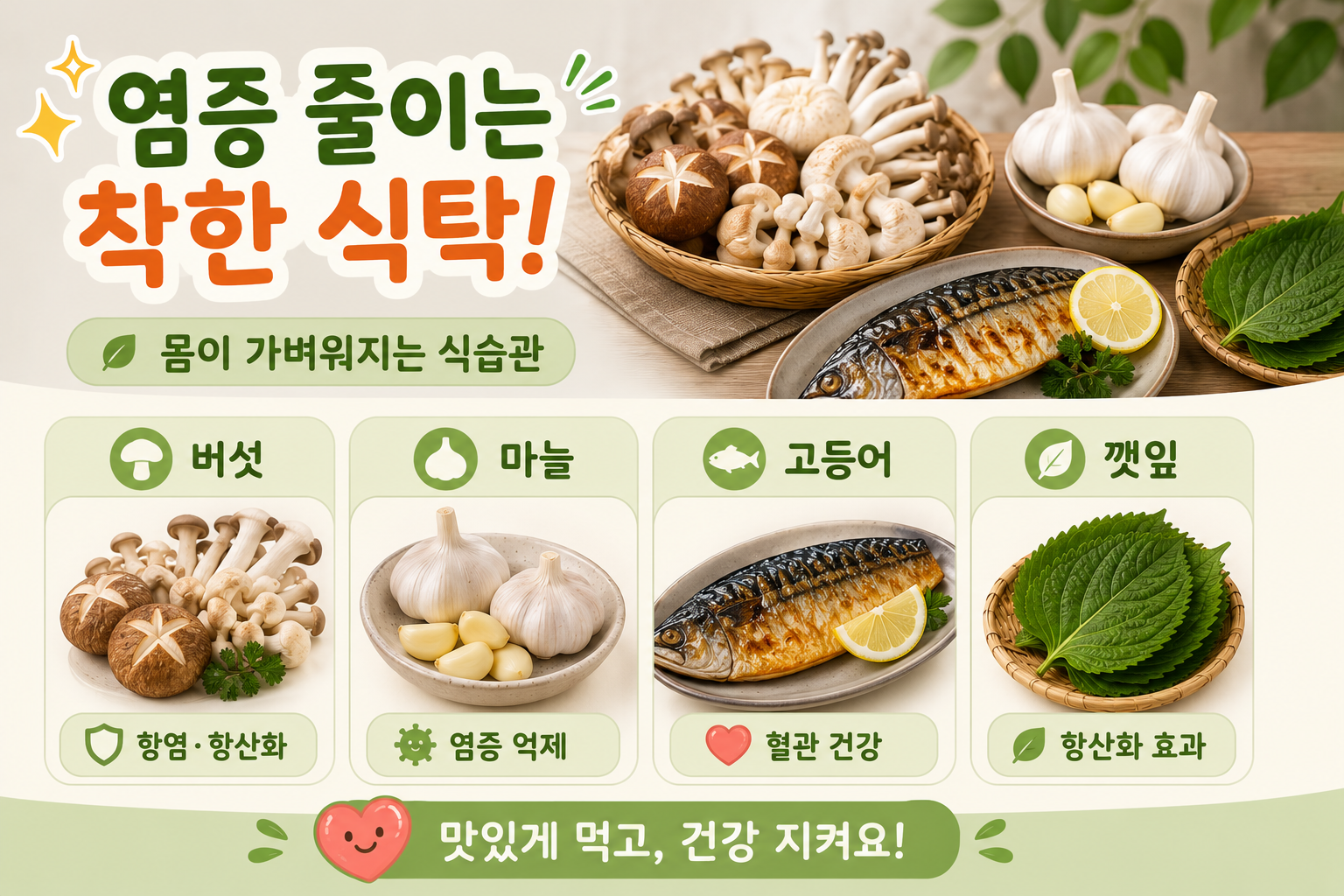 몸속 염증 줄이고 싶다면 꼭 챙겨야 할 음식 4가지, 식탁이 달라져야 합니다