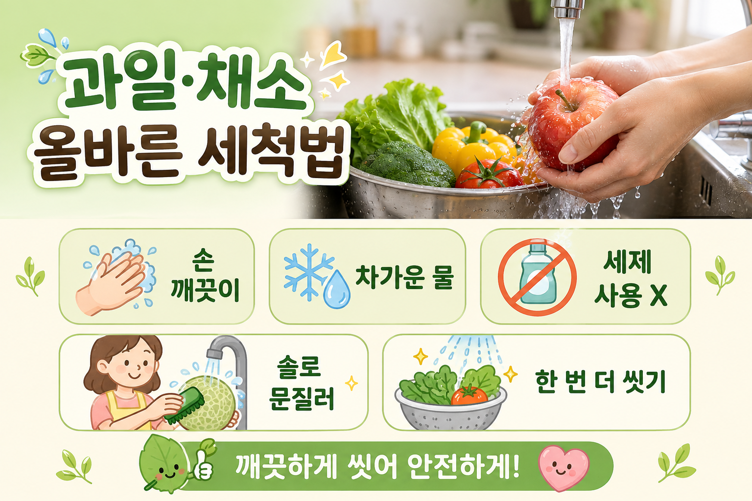과일·채소 세제로 씻으면 안 됩니다…세균 줄이는 올바른 세척법