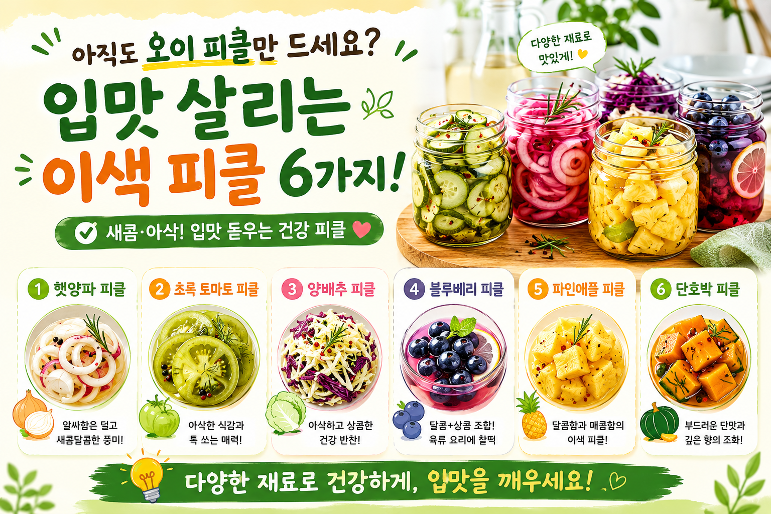 오이 피클만 먹었다면 꼭 보세요, 여름 입맛 살리는 이색 피클 6가지