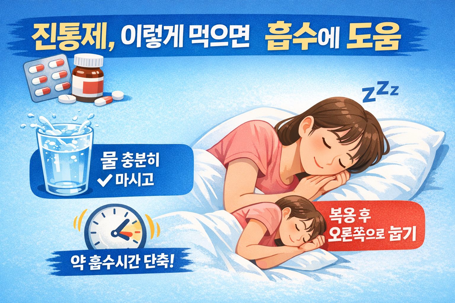 진통제 효과 높이는 법, 약 먹고 오른쪽으로 눕는 이유