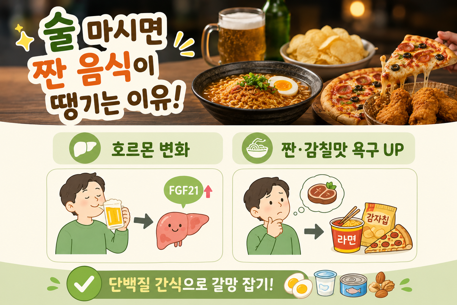 술 마시면 라면 피자가 당기는 진짜 이유, 의지 문제가 아니라 몸의 신호입니다