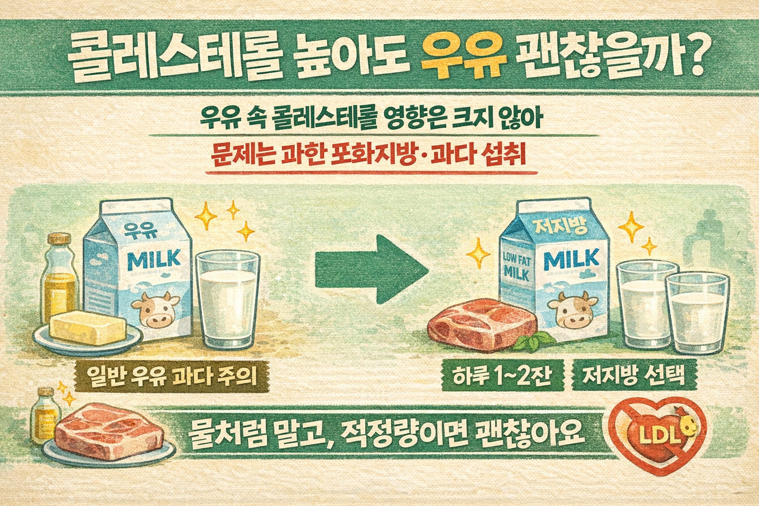 콜레스테롤 높아도 우유 마셔도 될까? 저지방 우유와 적정 섭취량 핵심 정리
