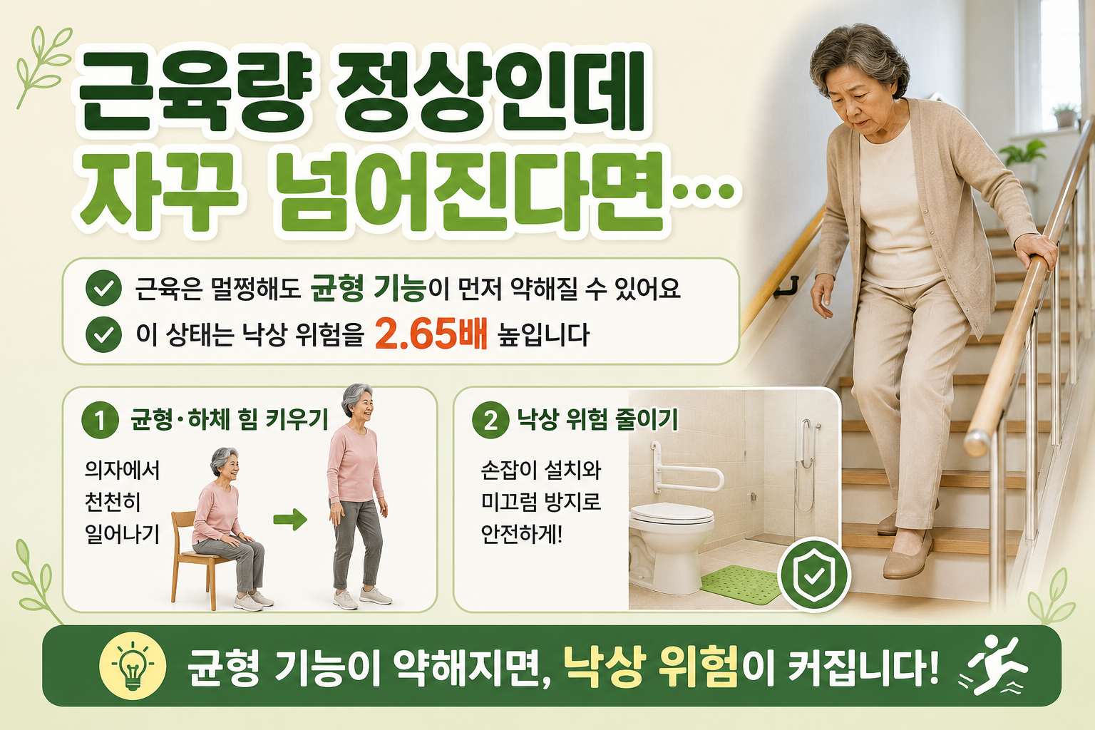 근육량 정상인데 자꾸 넘어진다면? 낙상 위험 2.65배 높이는 다이나페니아 신호