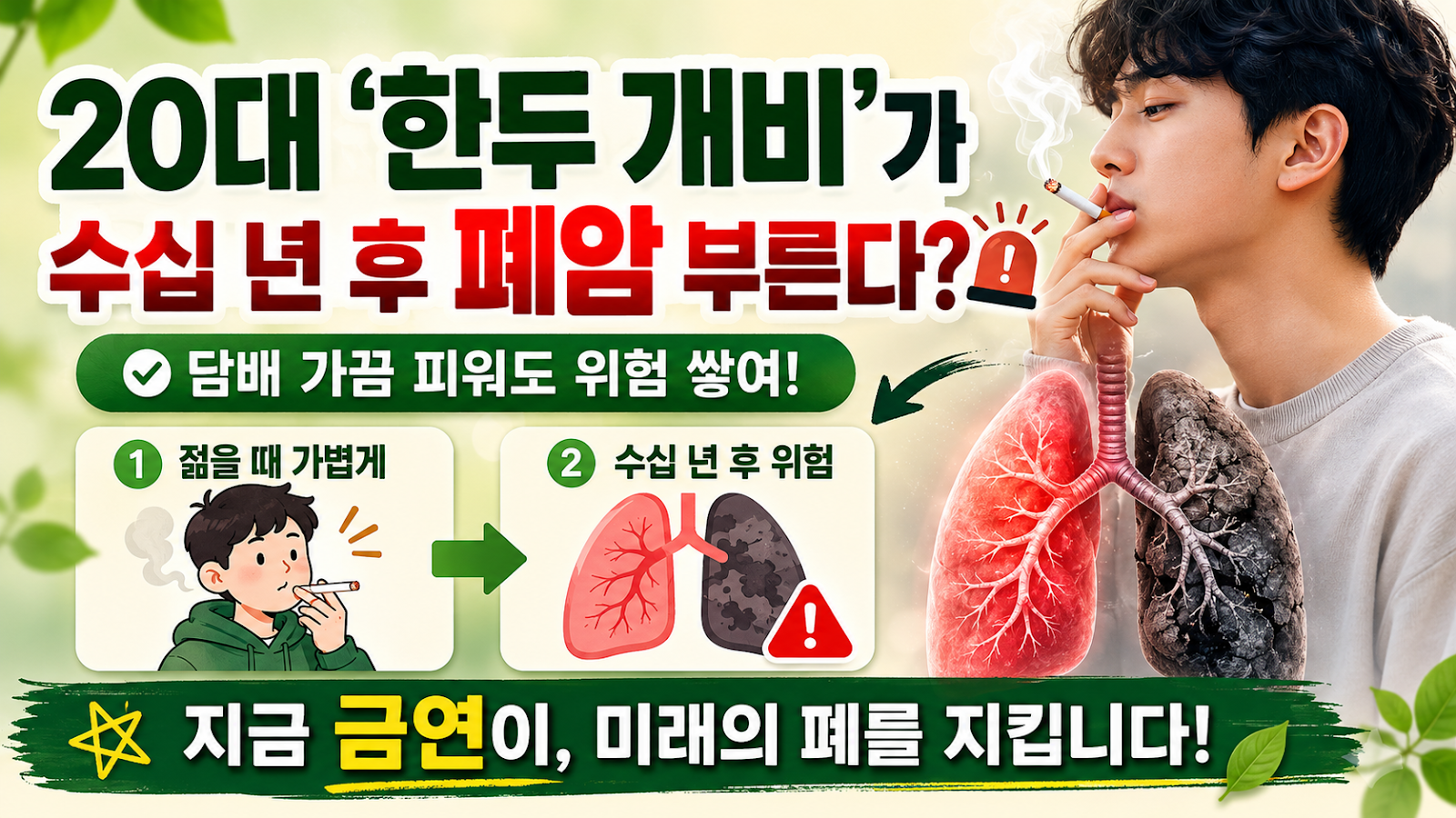 20대 한두 개비 흡연도 폐암 위험? 오래 피운 기간이 더 무섭다
