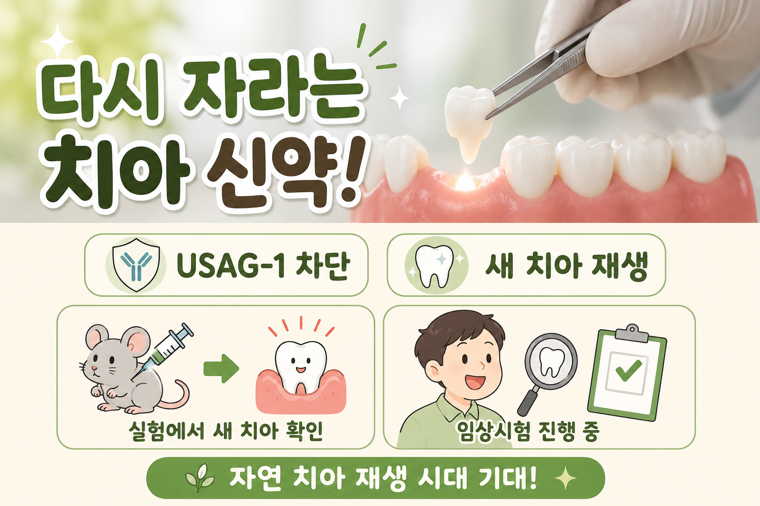 임플란트 끝나나? 일본 치아 재생 주사 TRG035, 자연 치아 다시 자랄까