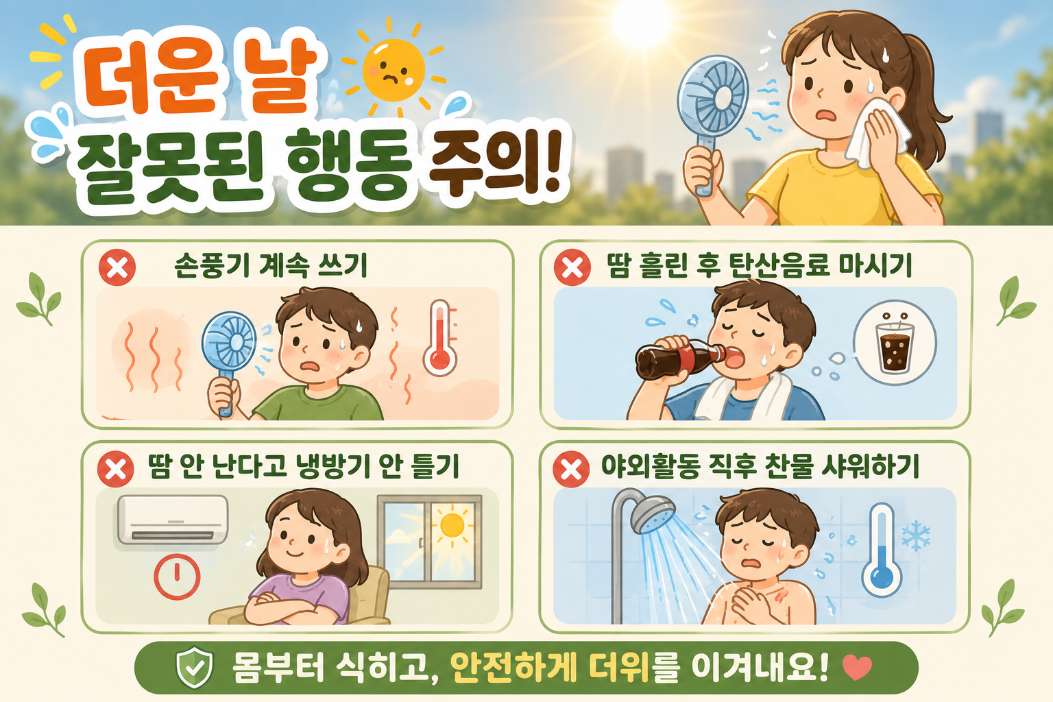 폭염에 손풍기 계속 쓰면 위험? 체온을 더 높이는 여름철 행동 4가지