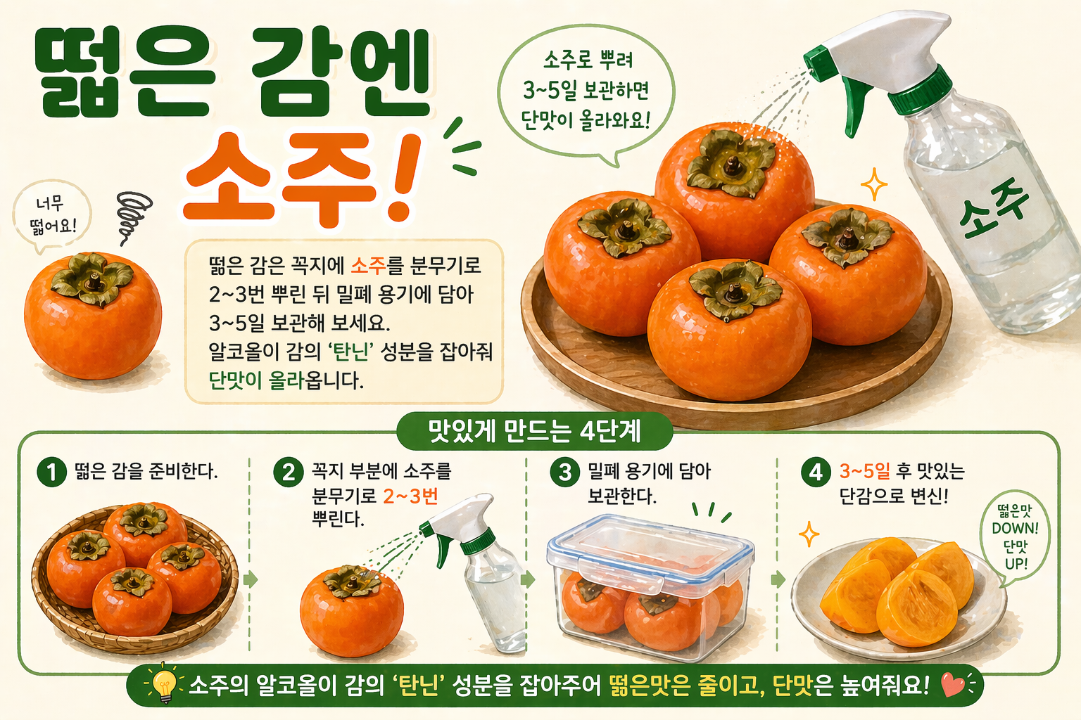 떫은 감, 그냥 두지 마세요…소주 2~3번 뿌리면 단맛 살아나는 초간단 비법