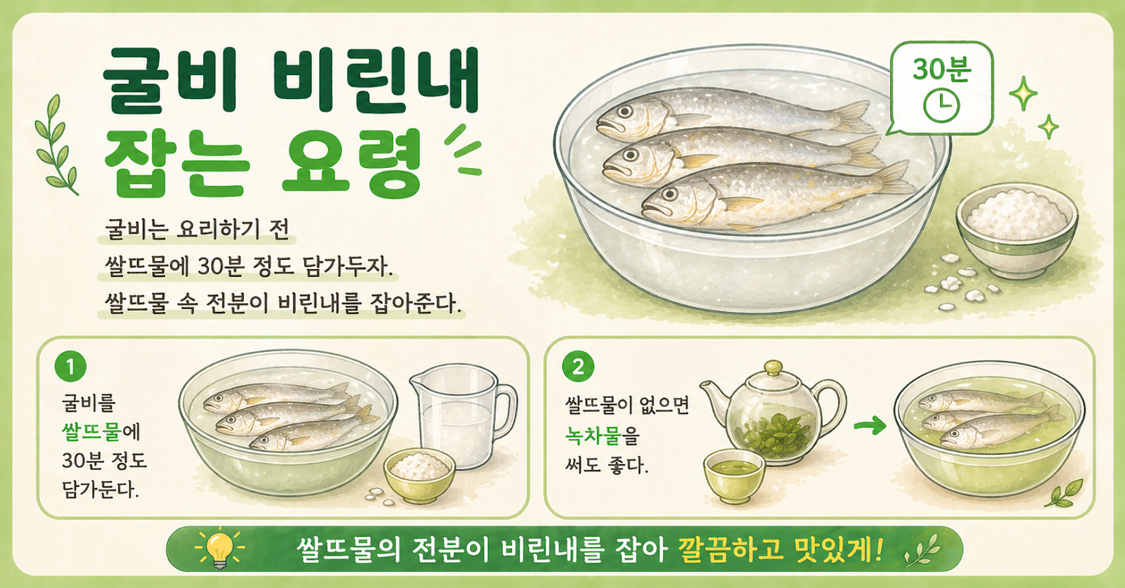 굴비 비린내 제거, 쌀뜨물에 30분 담그면 맛이 달라집니다