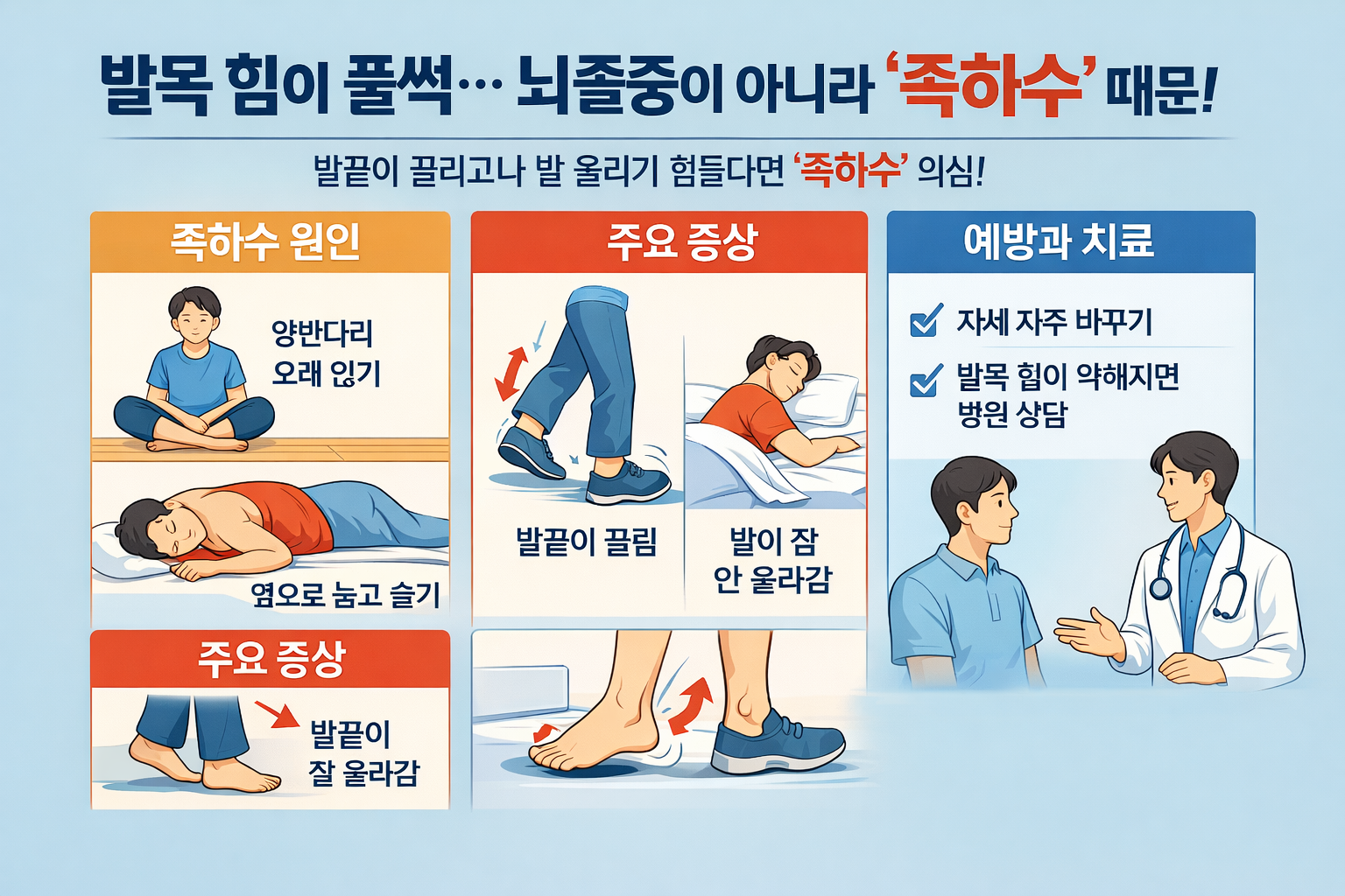 아침에 일어났는데 발목이 안 들린다? 뇌졸중 아닌 족하수·비골신경병증 신호