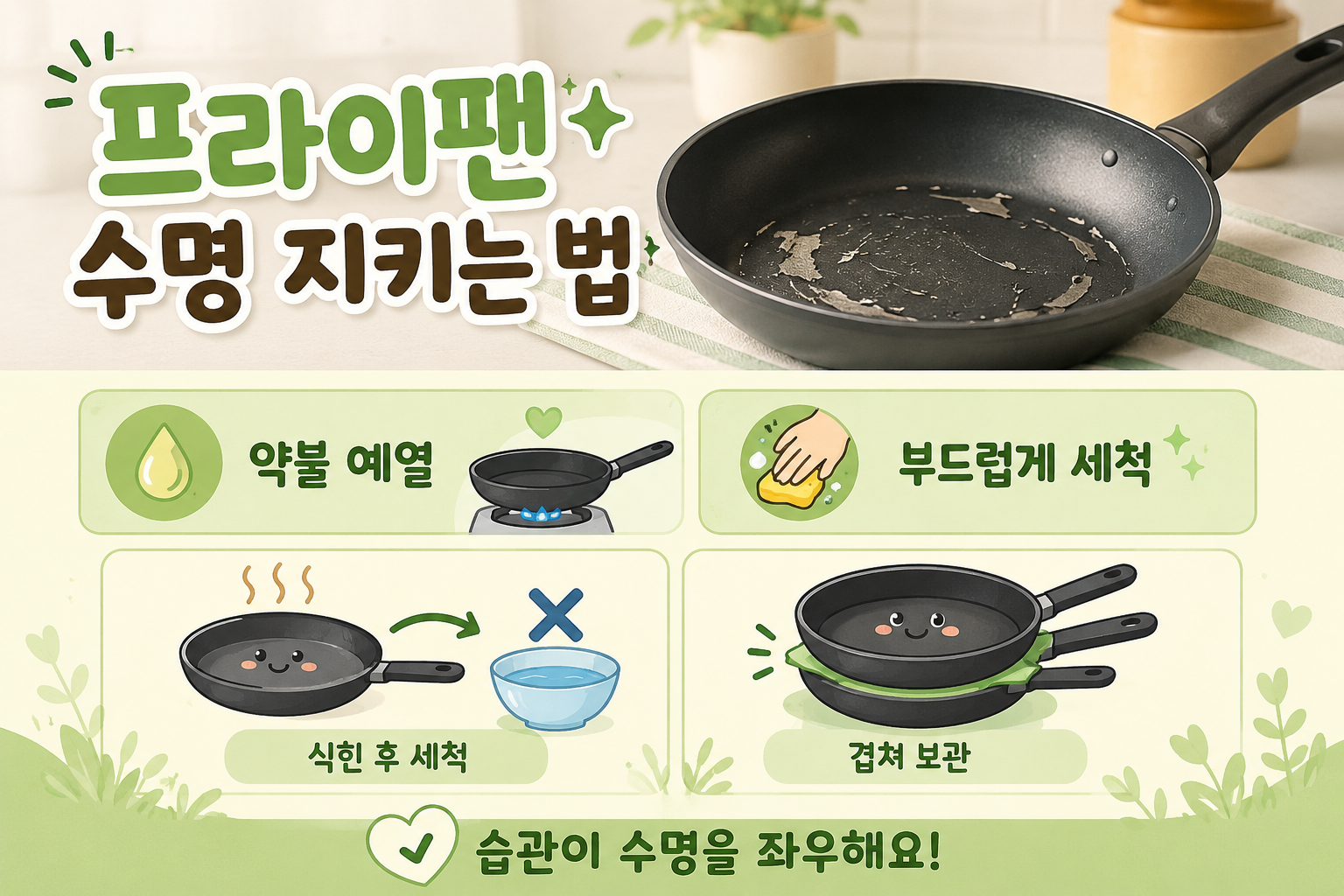 새 프라이팬 몇 달 만에 들러붙는 이유, 대부분 이 습관 때문입니다