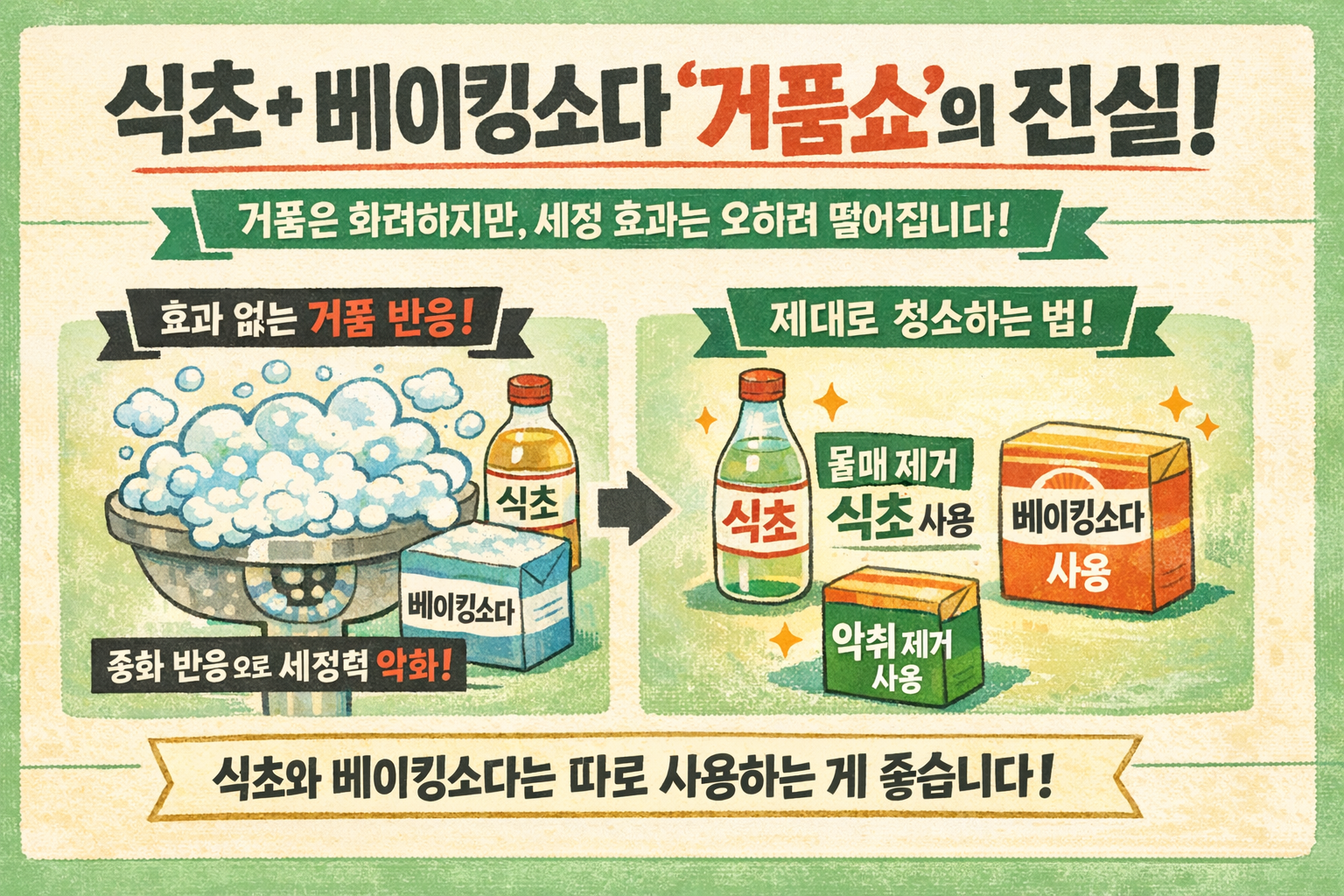베이킹소다+식초 청소 효과 없을까? 배수구 찌든때 거품쇼의 진실