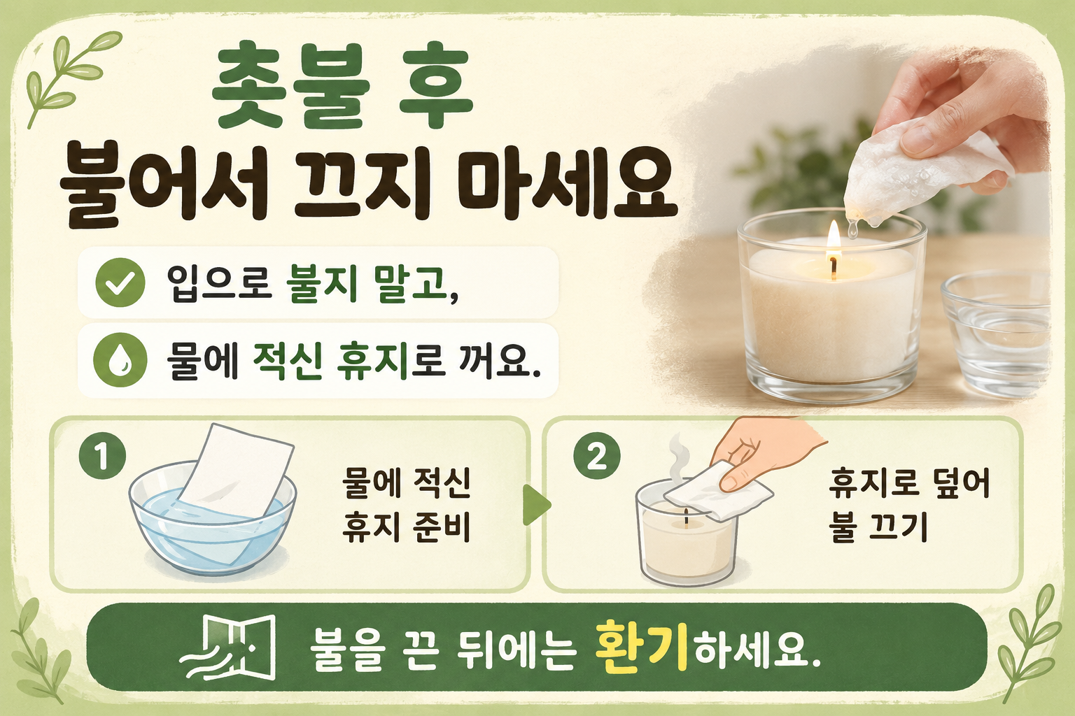 촛불 입으로 불어 끄지 마세요! 연기와 그을음 줄이는 간단한 방법