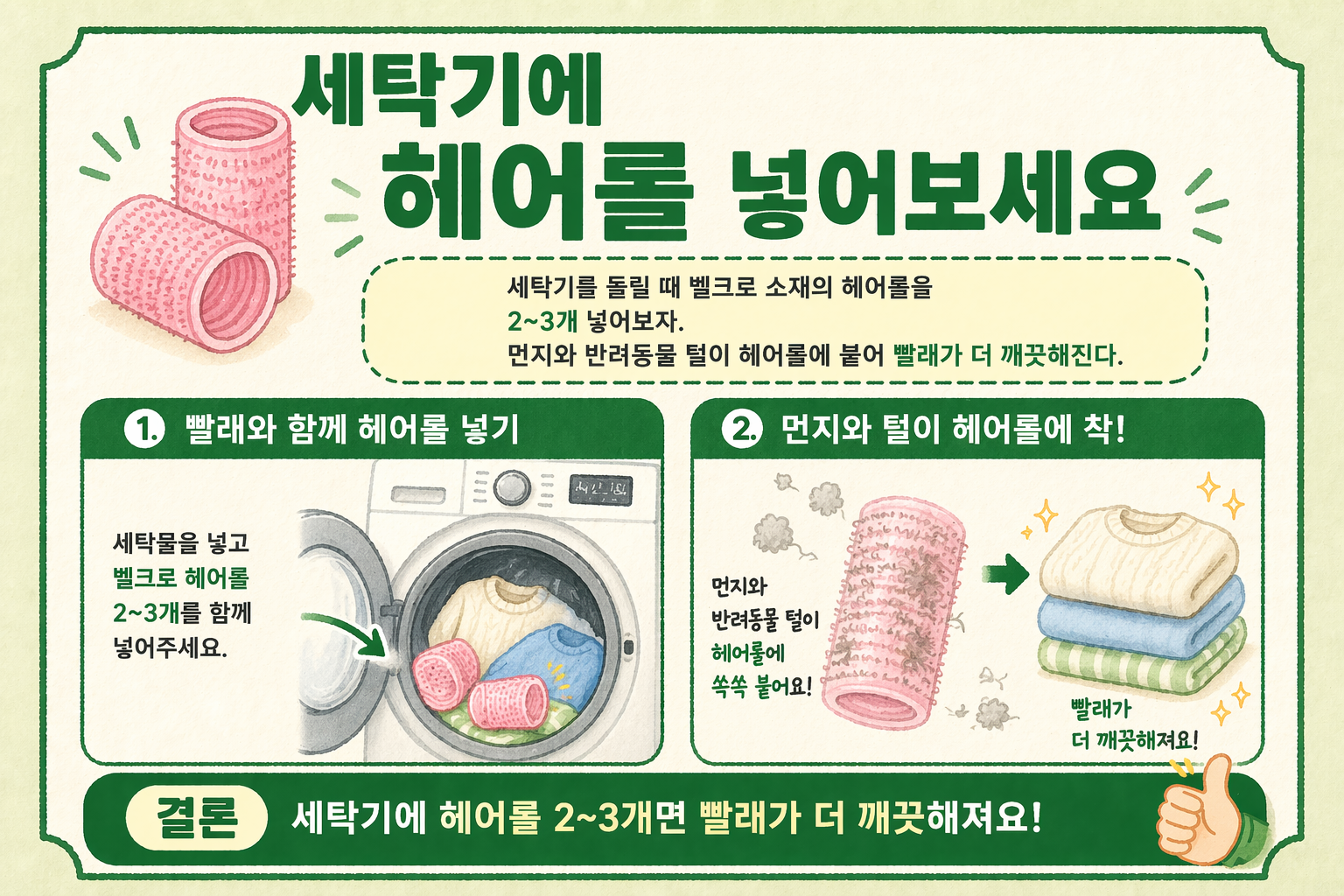 세탁기에 헤어롤 2~3개 넣어보세요, 먼지와 반려동물 털 줄이는 빨래 꿀팁