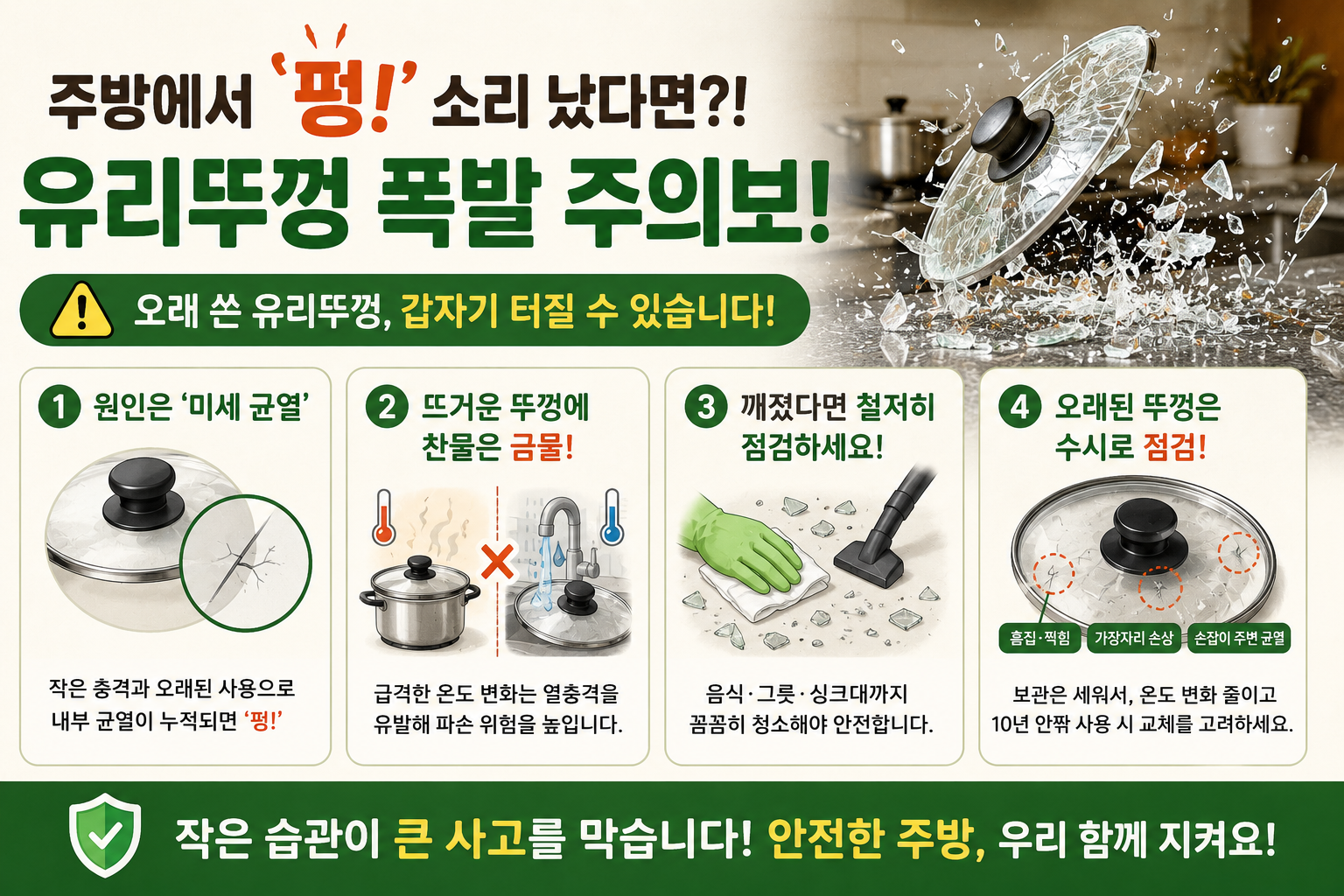 냄비 유리뚜껑 갑자기 펑, 10년 쓴 제품이 위험한 이유