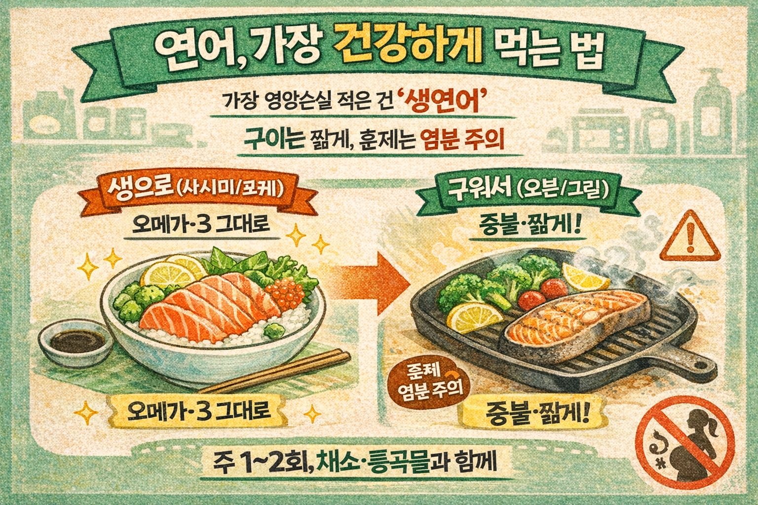 생으로? 구워서? ‘연어 오메가-3’ 살리는 가장 건강한 먹는 법(훈제 나트륨·섭취량까지)