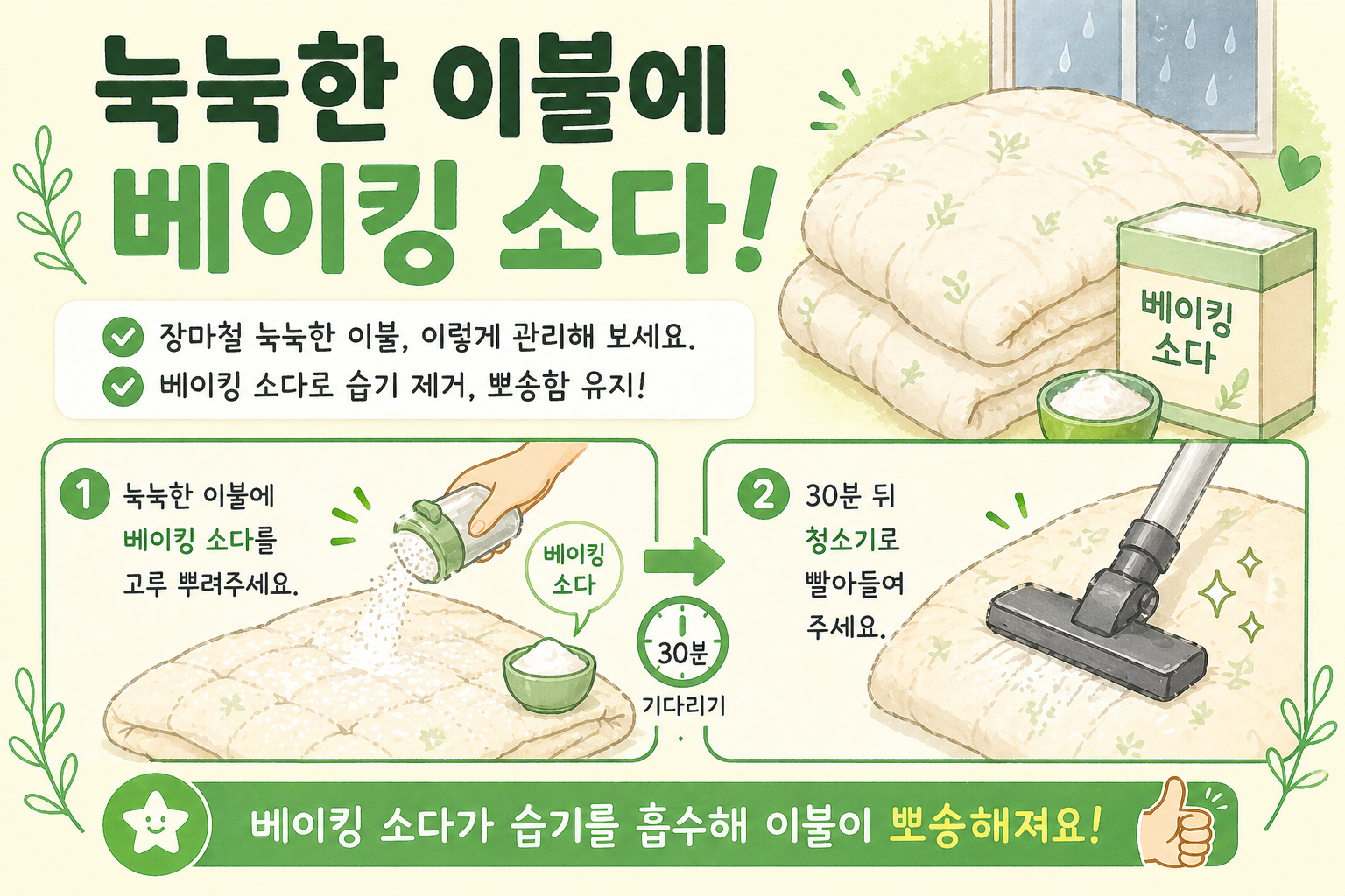 눅눅한 이불 뽀송하게 만드는 법, 베이킹 소다 30분 생활 꿀팁