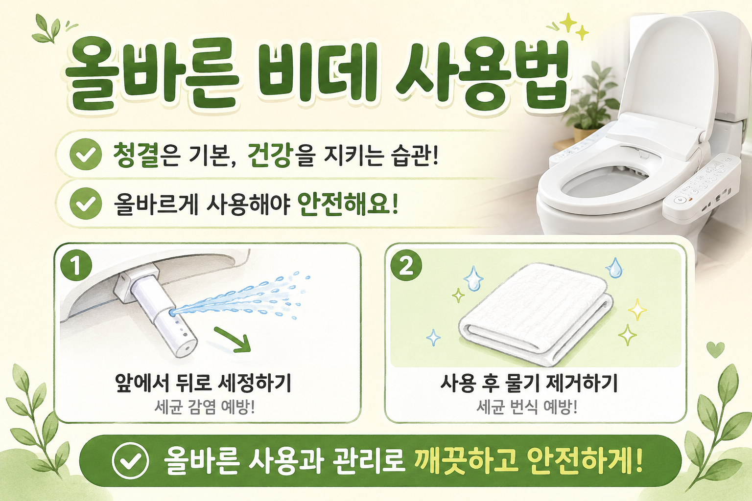 비데 잘못 쓰면 세균 감염 위험, 안전한 사용법과 청소법