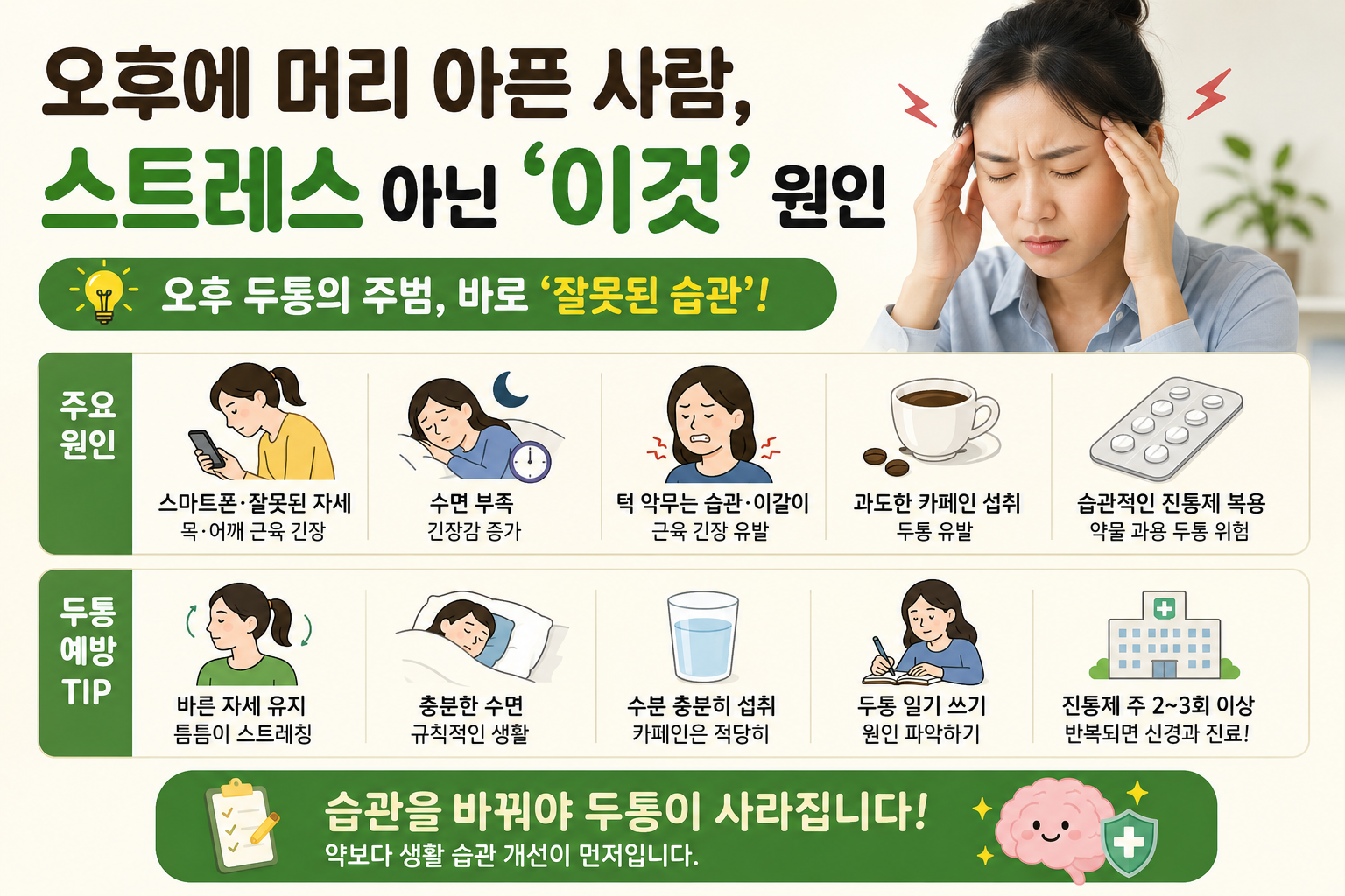 오후만 되면 머리 아픈 이유, 스트레스보다 위험한 잘못된 자세