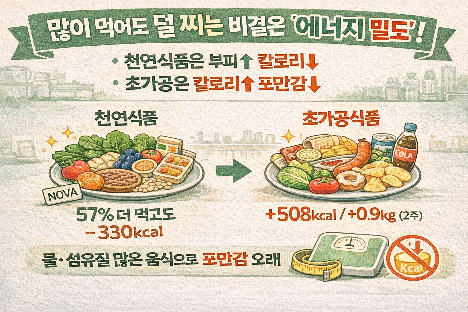 운동 안 하고 많이 먹어도 살 덜 찌는 비결? ‘초가공식품’ 줄이고 천연식품(저에너지 밀도) 늘리기