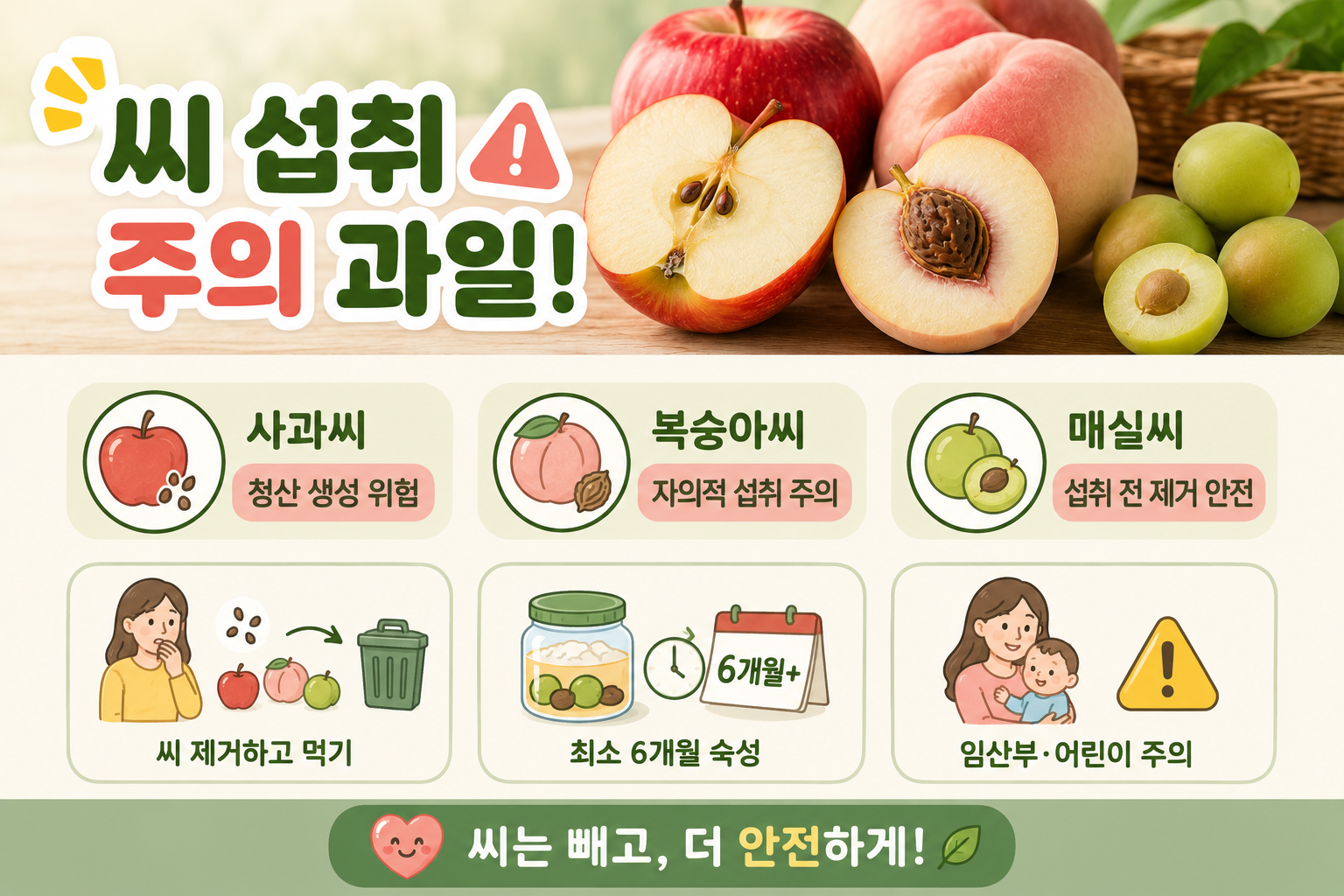 사과씨 씹어 먹으면 위험하다? 반드시 주의해야 할 과일 씨 3가지