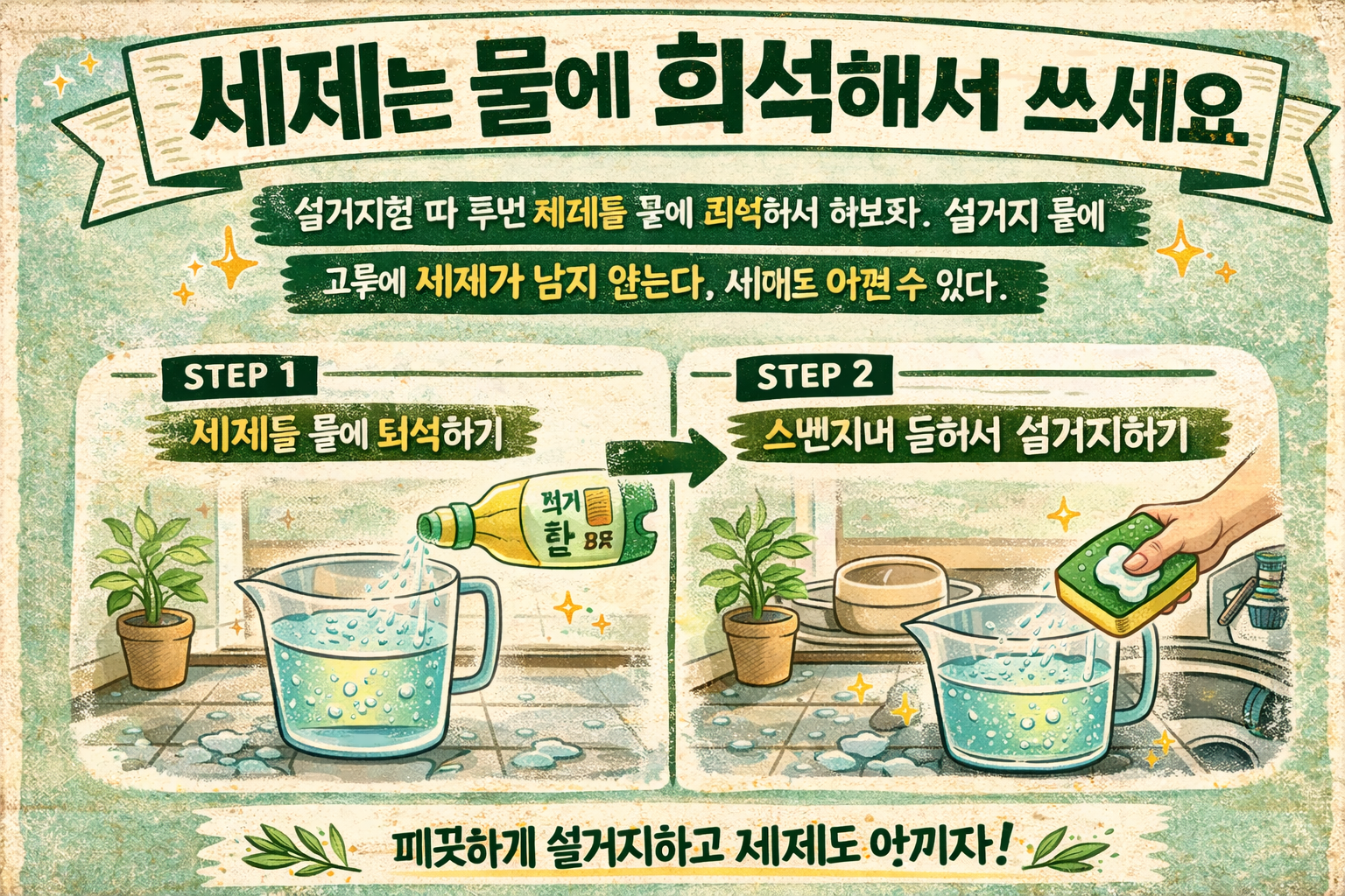 주방세제 물에 희석해 쓰세요, 설거지 후 잔여 세제 걱정 줄이고 세제도 아끼는 법