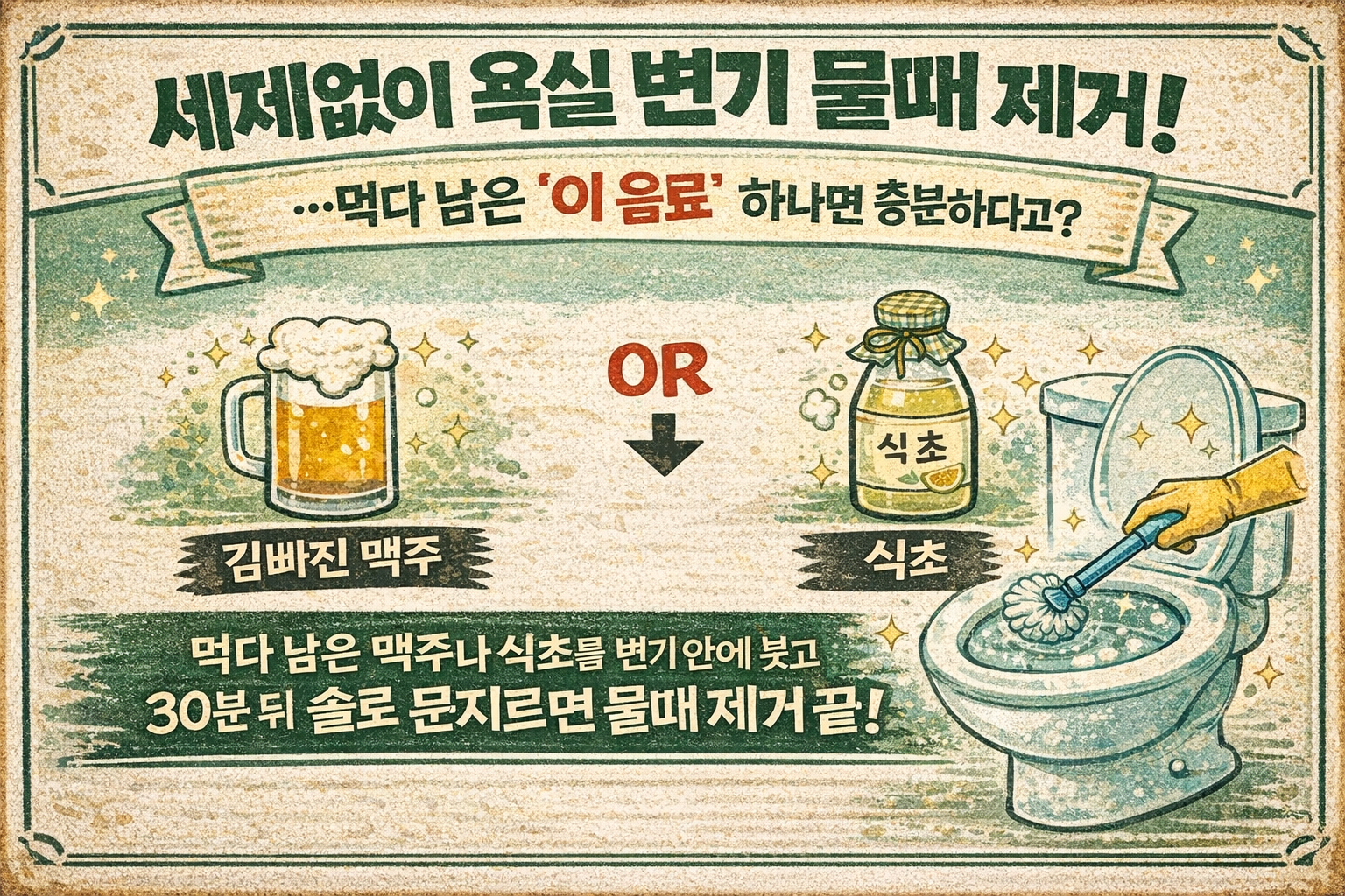 세제 없이 변기 물때 제거, 김 빠진 맥주로 냄새까지 줄이는 초간단 청소법