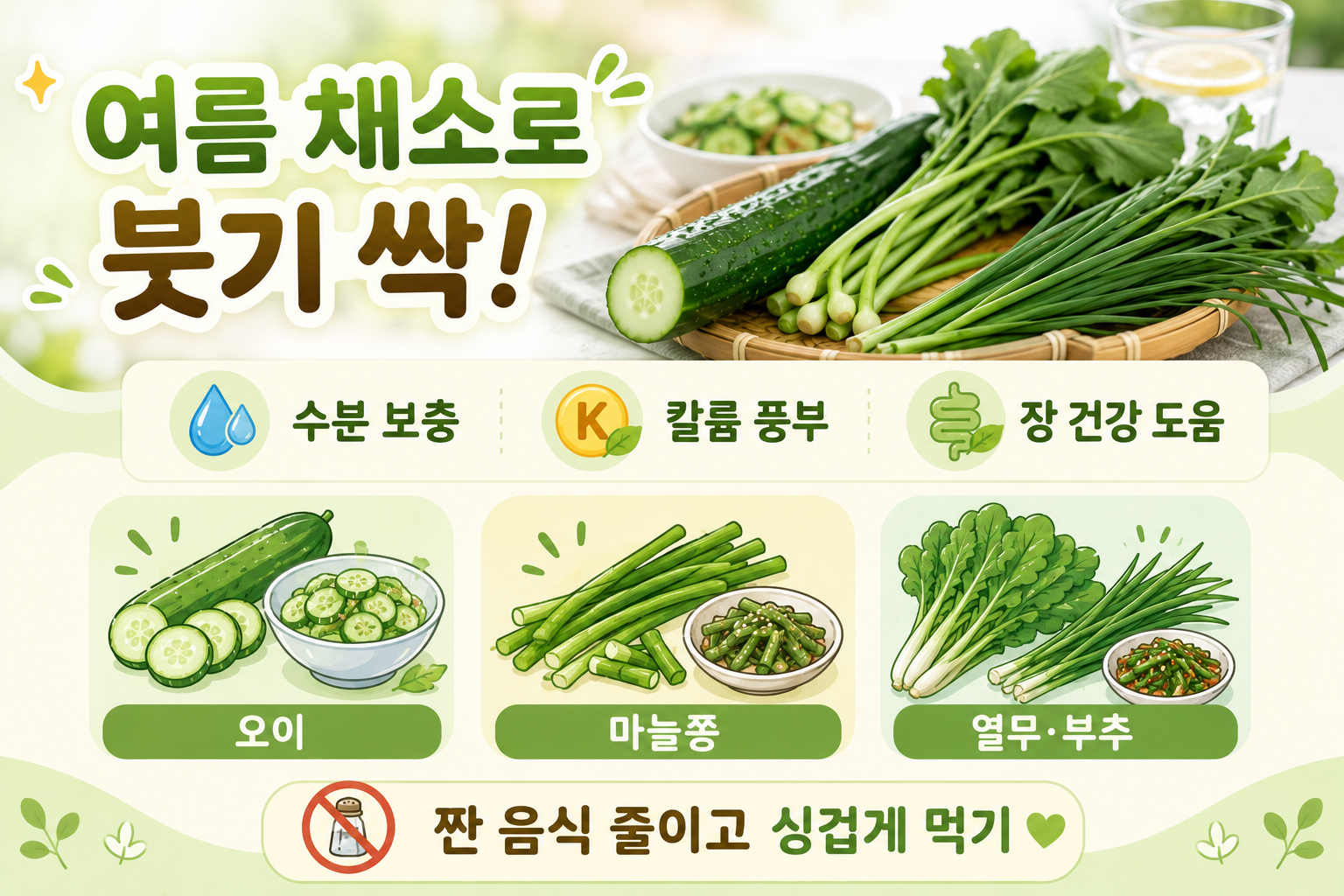아침마다 얼굴 붓고 다리 무겁다면, 초여름에 꼭 먹을 채소 4가지