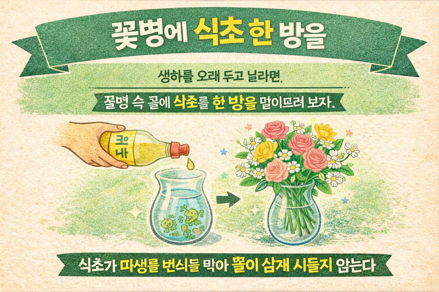 꽃병에 식초 한 방울 떨어뜨려보세요, 생화가 더 오래갑니다