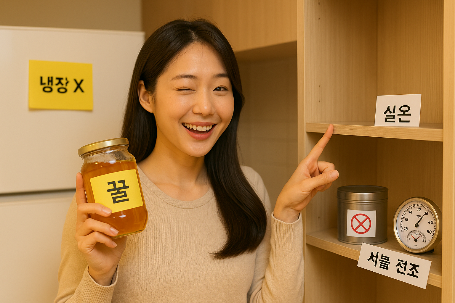 꿀 보관법: 냉장 대신 실온! 서늘·건조한 곳, 금속 용기 피하세요