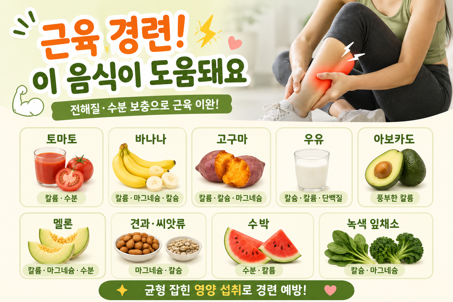 다리에 쥐가 자주 난다면? 근육 경련 원인과 완화에 좋은 음식 9가지