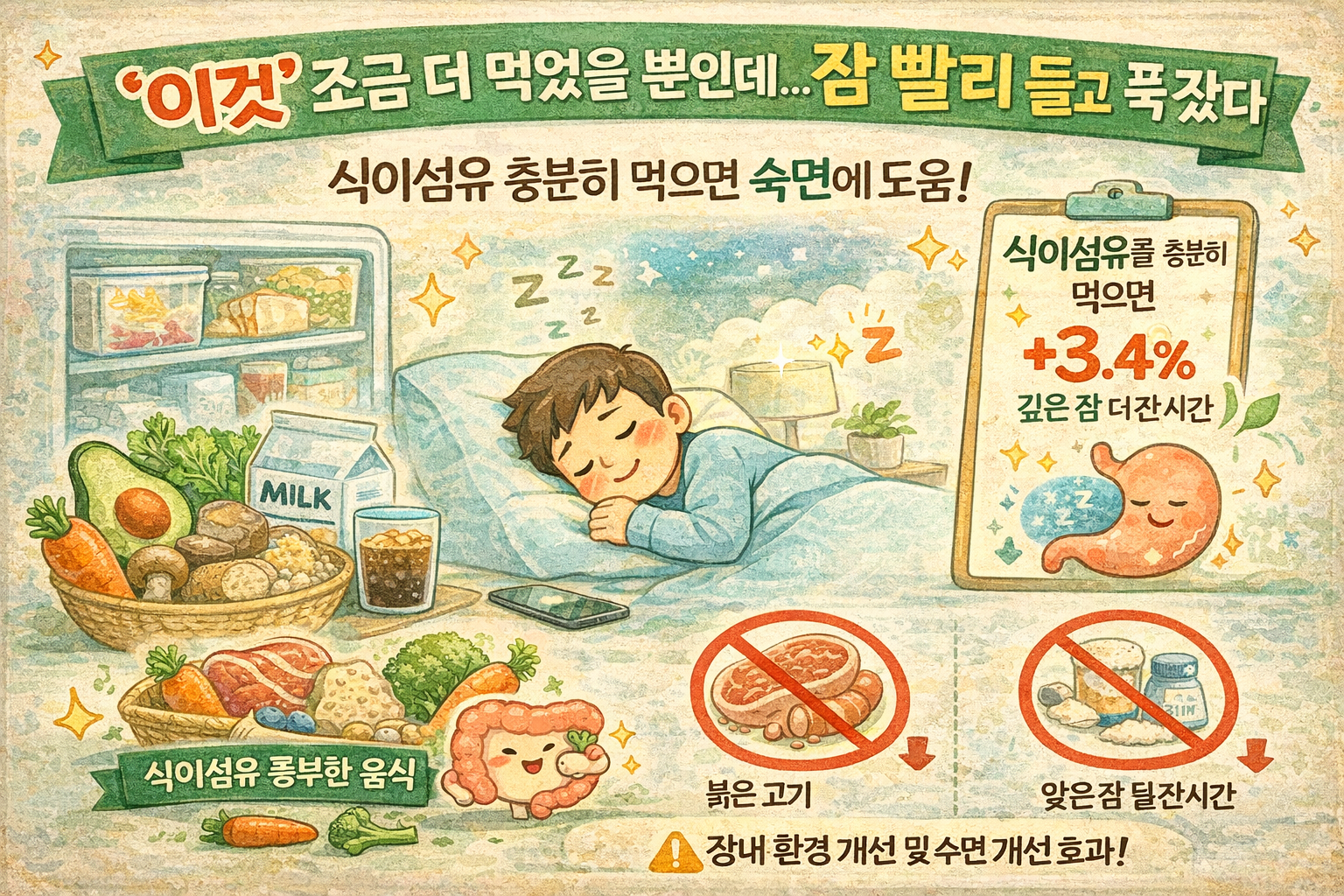 식이섬유 조금 더 먹었을 뿐인데… 잠 빨리 들고 푹 잤다