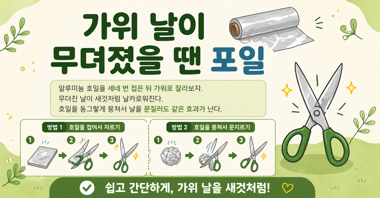 가위 날이 무뎌졌을 땐 알루미늄 호일, 새것처럼 잘 드는 초간단 팁