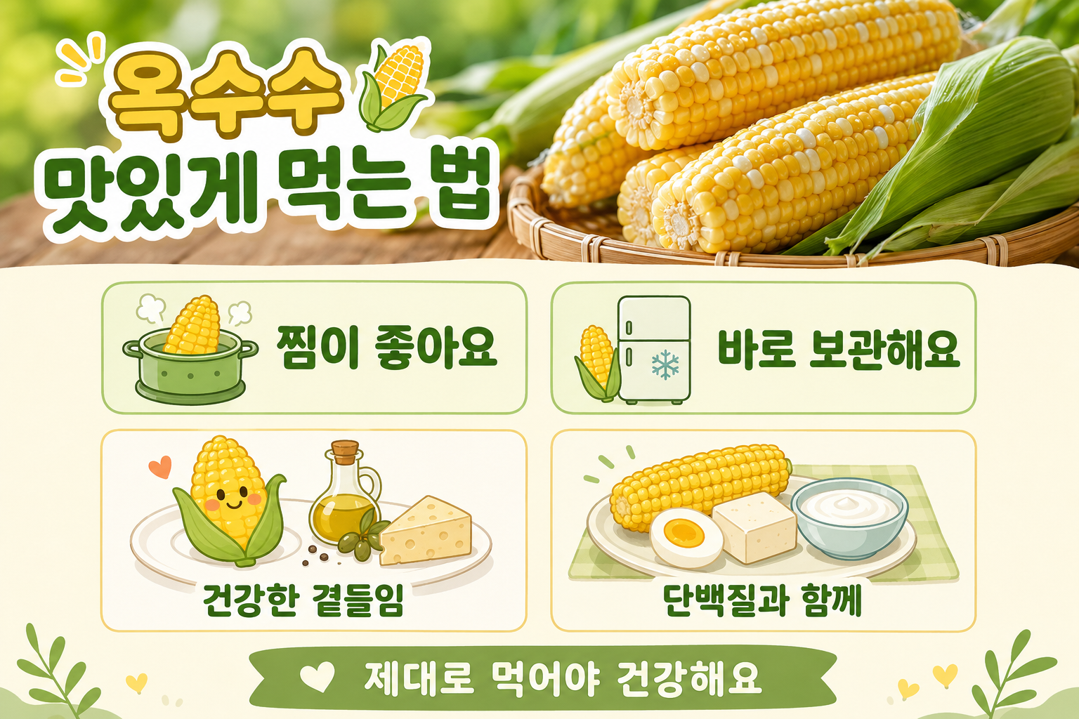 옥수수 오래 삶지 마세요! 찰옥수수·초당옥수수 찌는 시간과 단맛 살리는 보관법