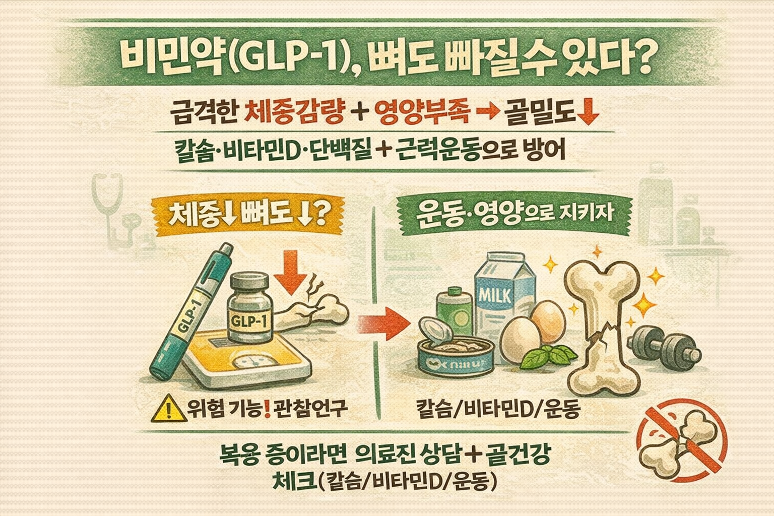 위고비·오젬픽(GLP-1) 살 빠질수록 ‘뼈’도 위험? 골다공증·통풍 5년 데이터 경고