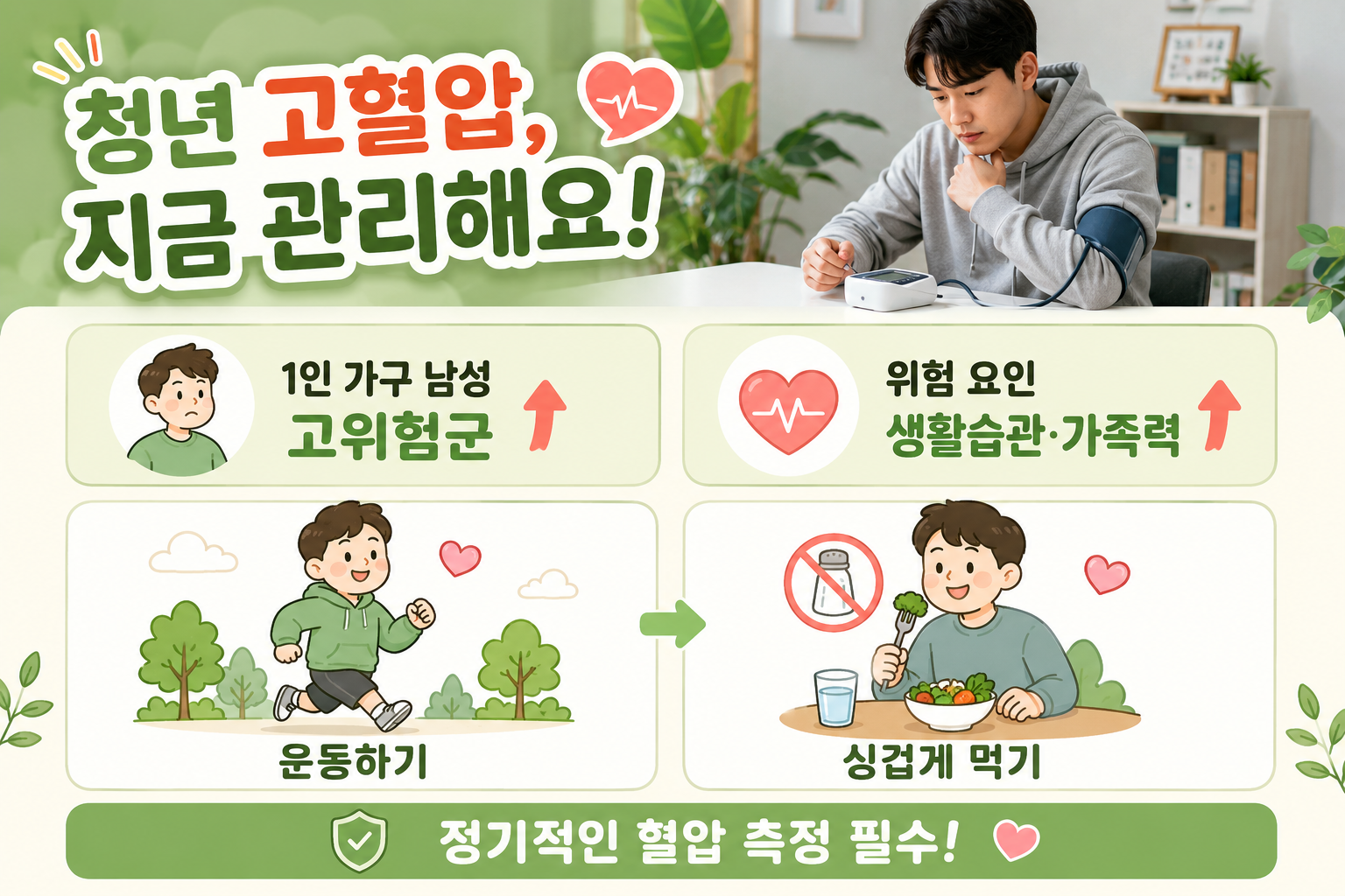 청년 고혈압 9년 연속 증가, 혼자 사는 30대 남성이 가장 위험한 이유