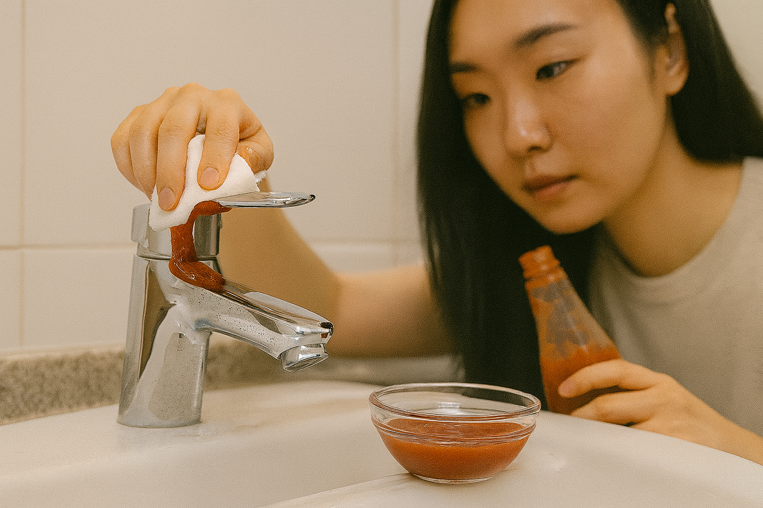수도꼭지 청소, 유통기한 지난 케첩으로 물때 제거·광택 살리는 방법