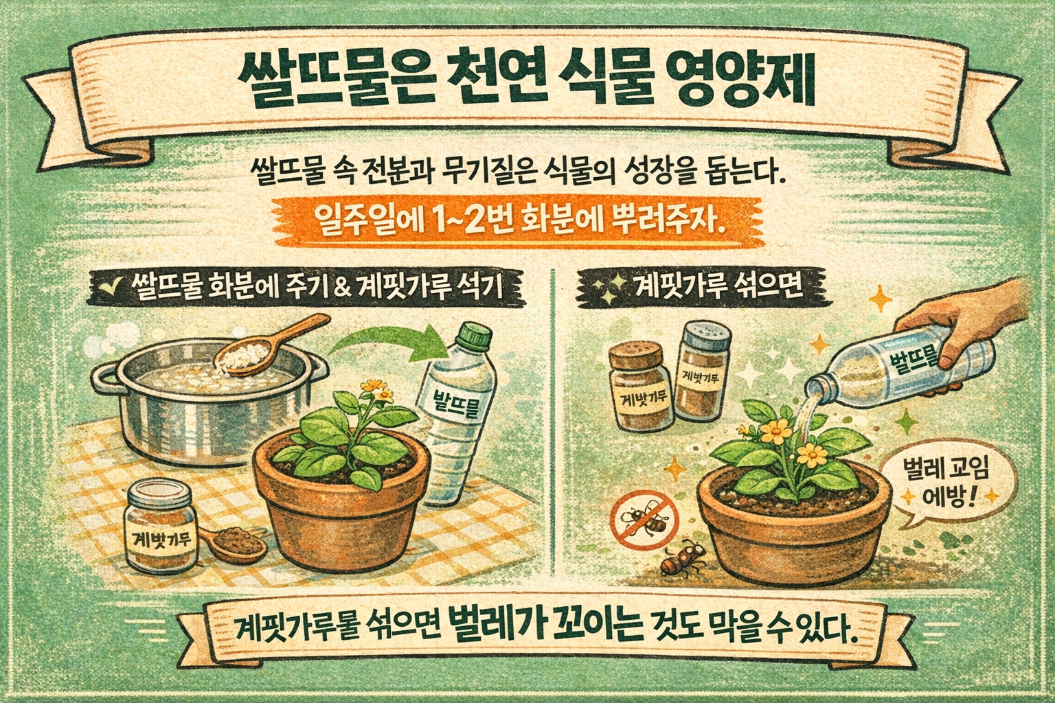 쌀뜨물 그냥 버리지 마세요, 화분에 주는 천연 식물 영양제 활용법