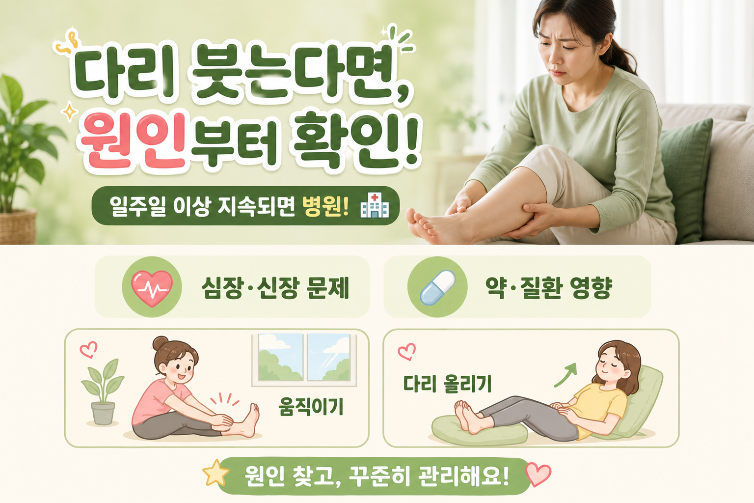 다리 붓기 원인, 양쪽이면 심장·한쪽이면 혈전 신호일까?