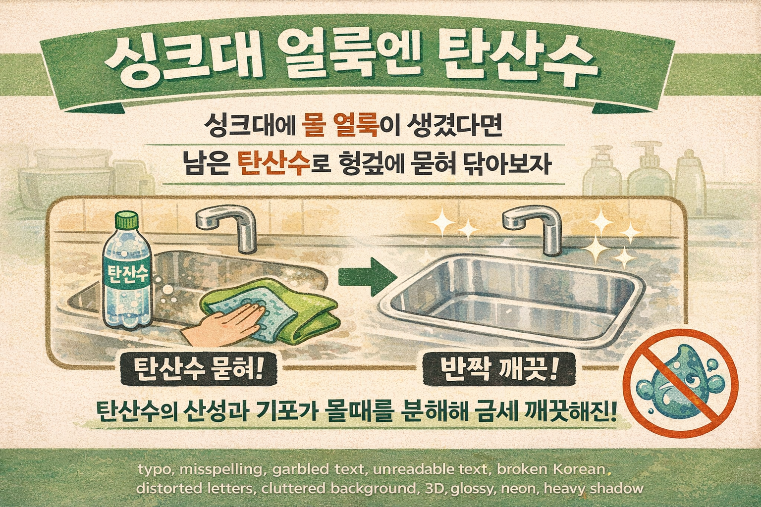 싱크대 물 얼룩 제거: 먹다 남은 탄산수로 닦으면 금세 반짝!