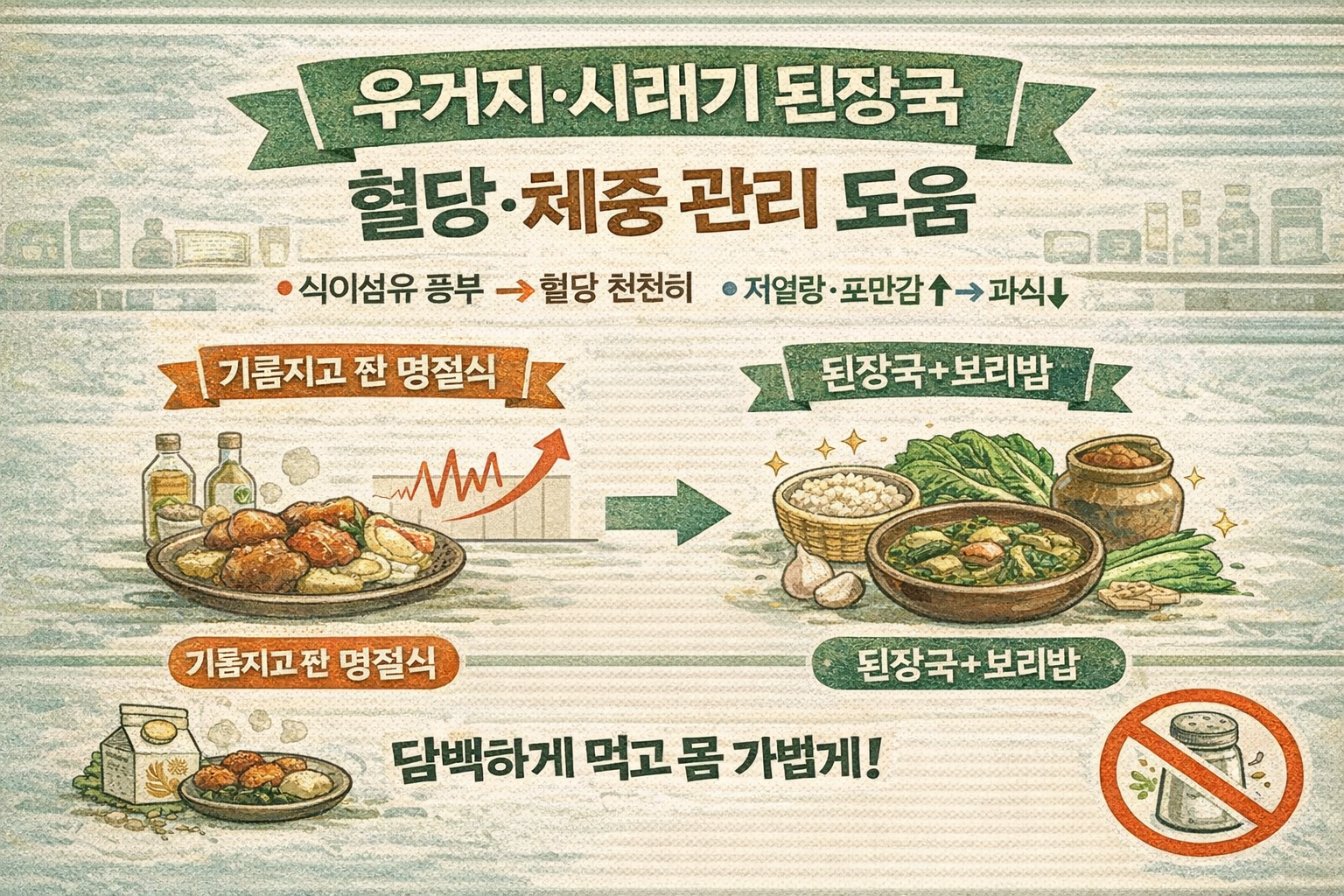 우거지·시래기 된장국이 혈당·체중 관리에 좋은 이유: 보리밥 조합까지