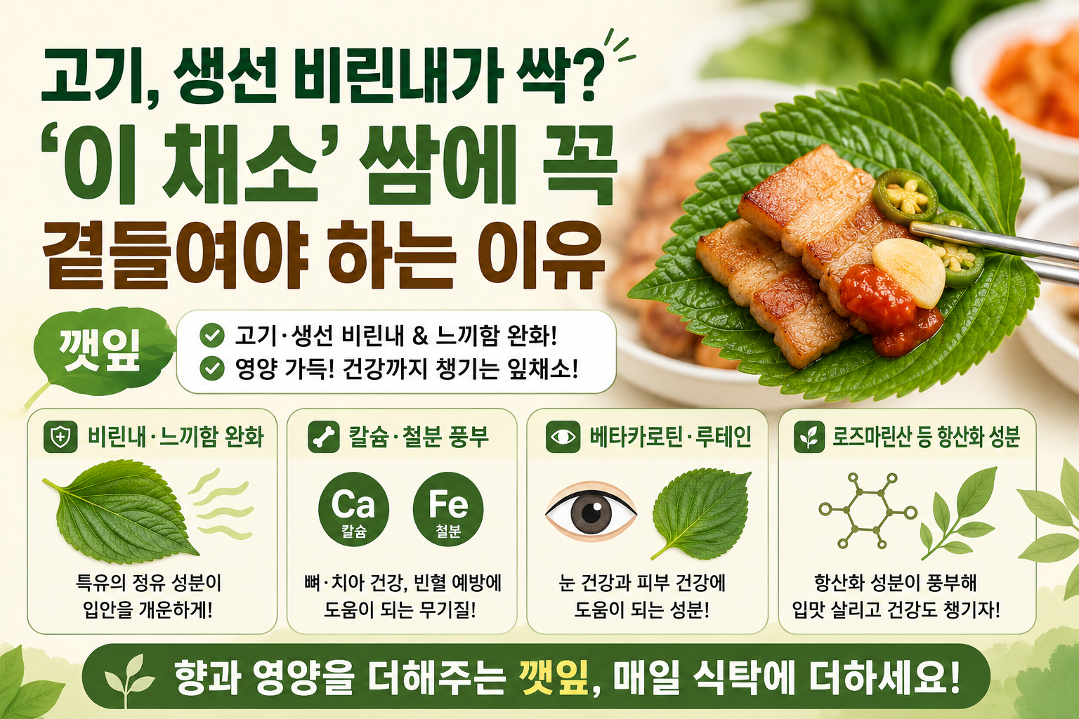 고기·생선 비린내 잡는 깻잎, 쌈에 꼭 넣어야 하는 진짜 이유