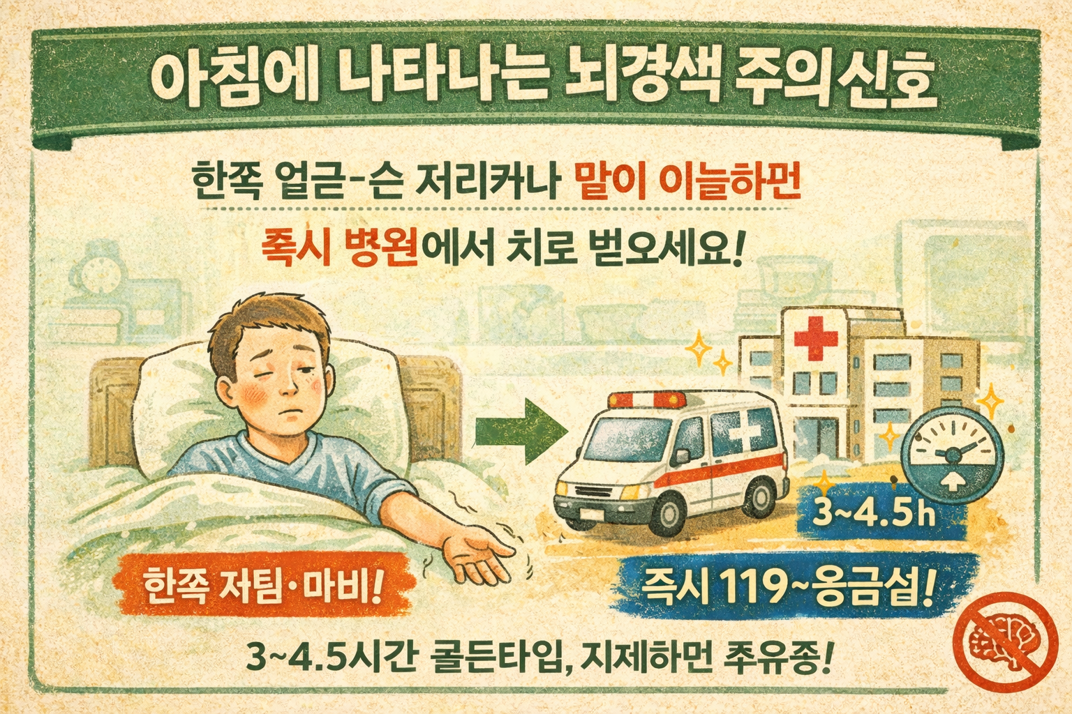 아침에 ‘한쪽 둔함’+말 어눌함 나타나면 뇌경색 경고… 전조증상과 골든타임 대처법
