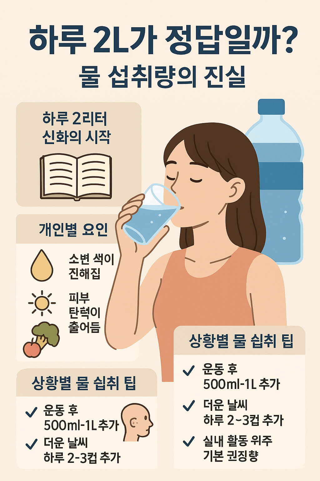 물 섭취량 진실과 오해: 하루 2리터 신화와 내 몸에 맞춘 수분 관리법