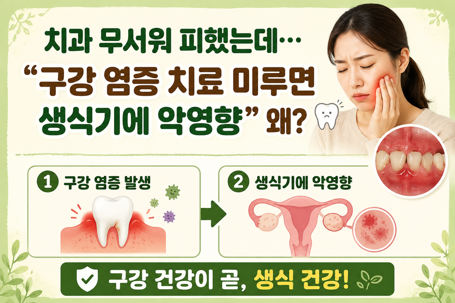치주염 방치하면 난소까지? 구강 염증이 난임 위험 높일 수 있는 이유