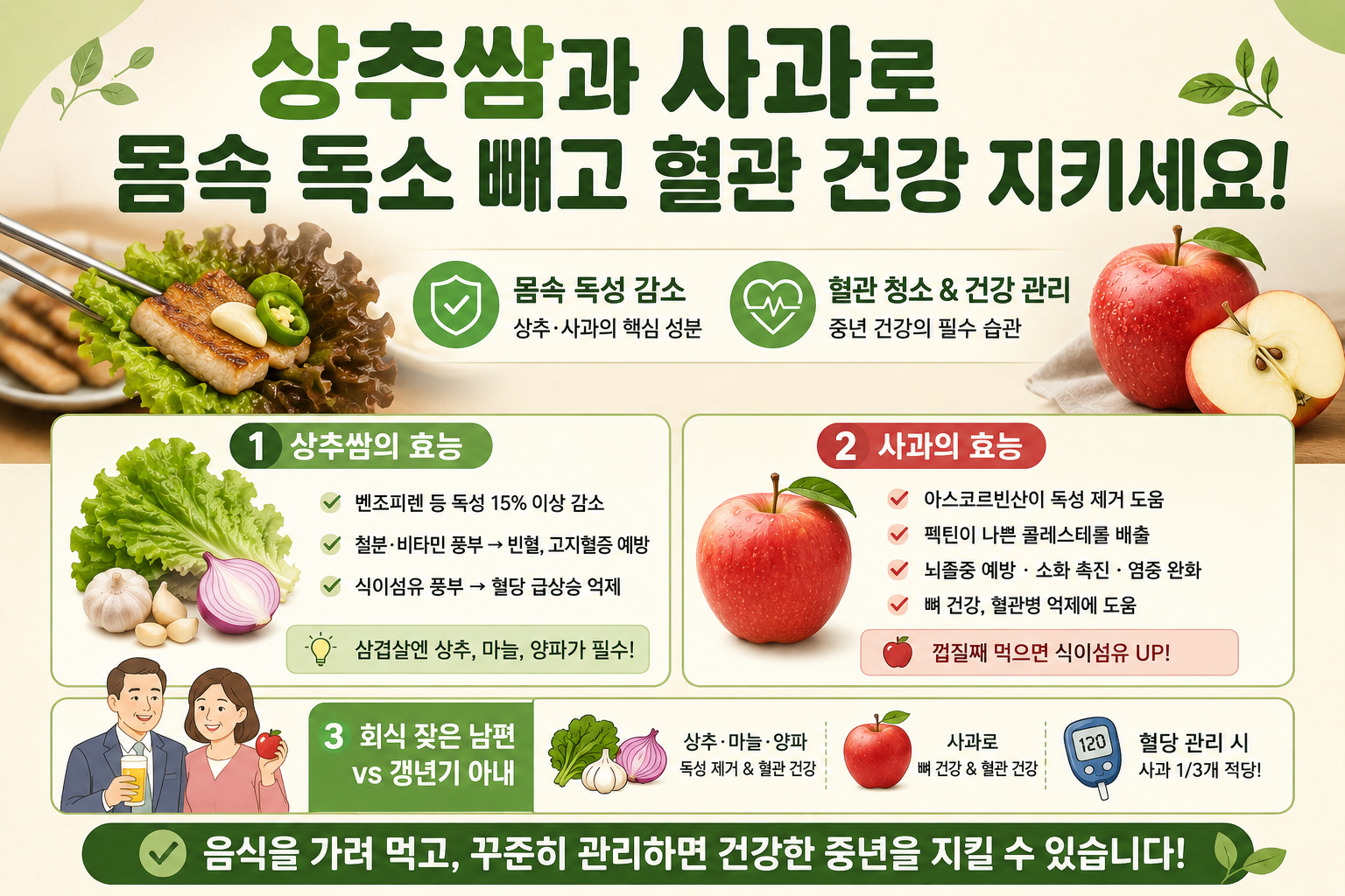 삼겹살 먹고 상추 남기면 손해…중년 혈관과 몸속 독성 줄이는 식품