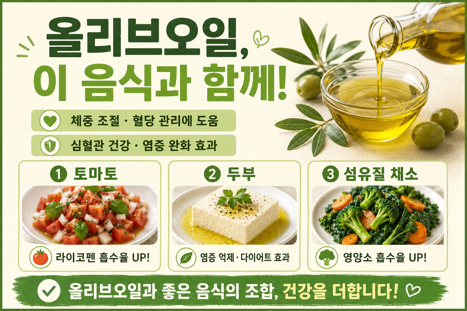 올리브오일 그냥 먹지 마세요 함께 먹으면 효과 커지는 음식 3가지